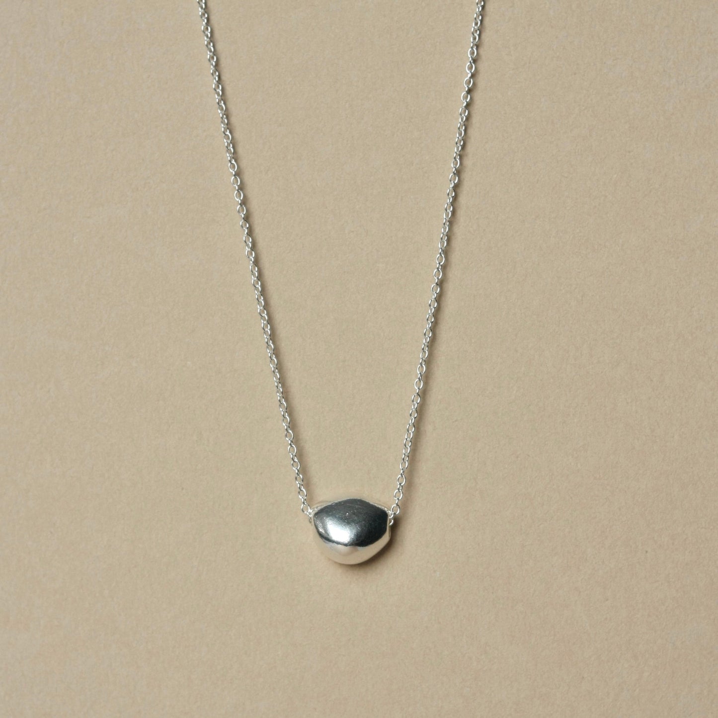 Sterling Silver Organic Pebble Pendant Necklace