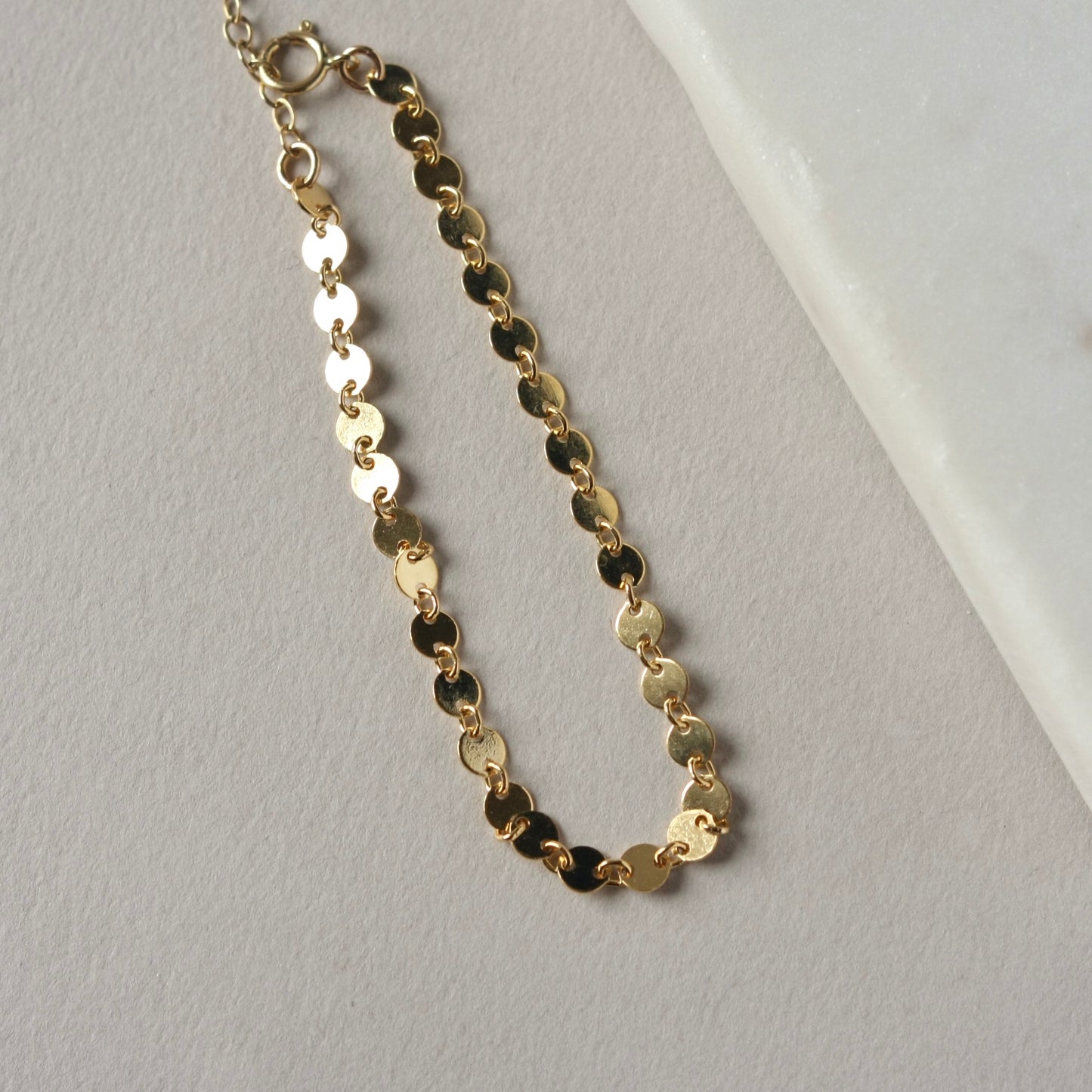 Gold Disc Sequin Chain Bracelet