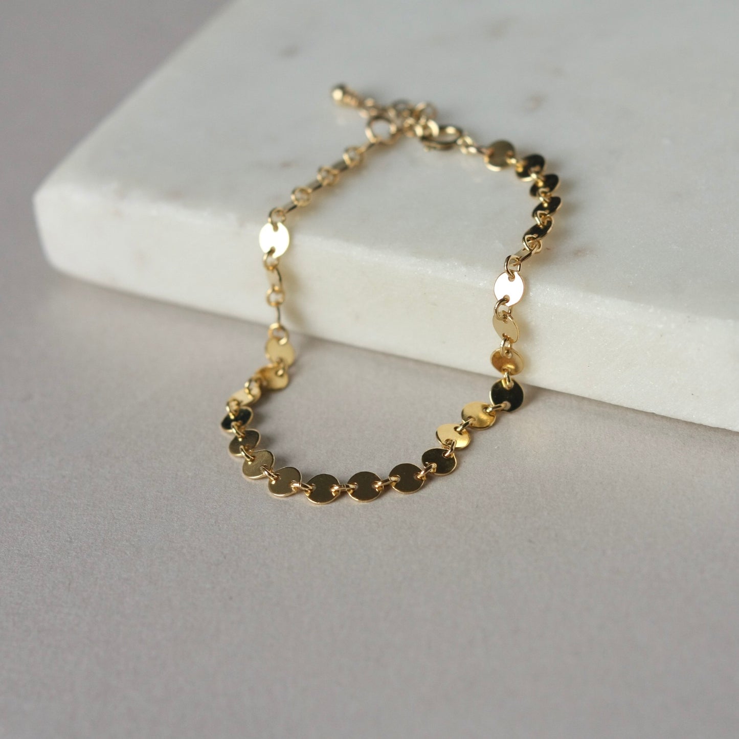 Gold Disc Sequin Chain Bracelet