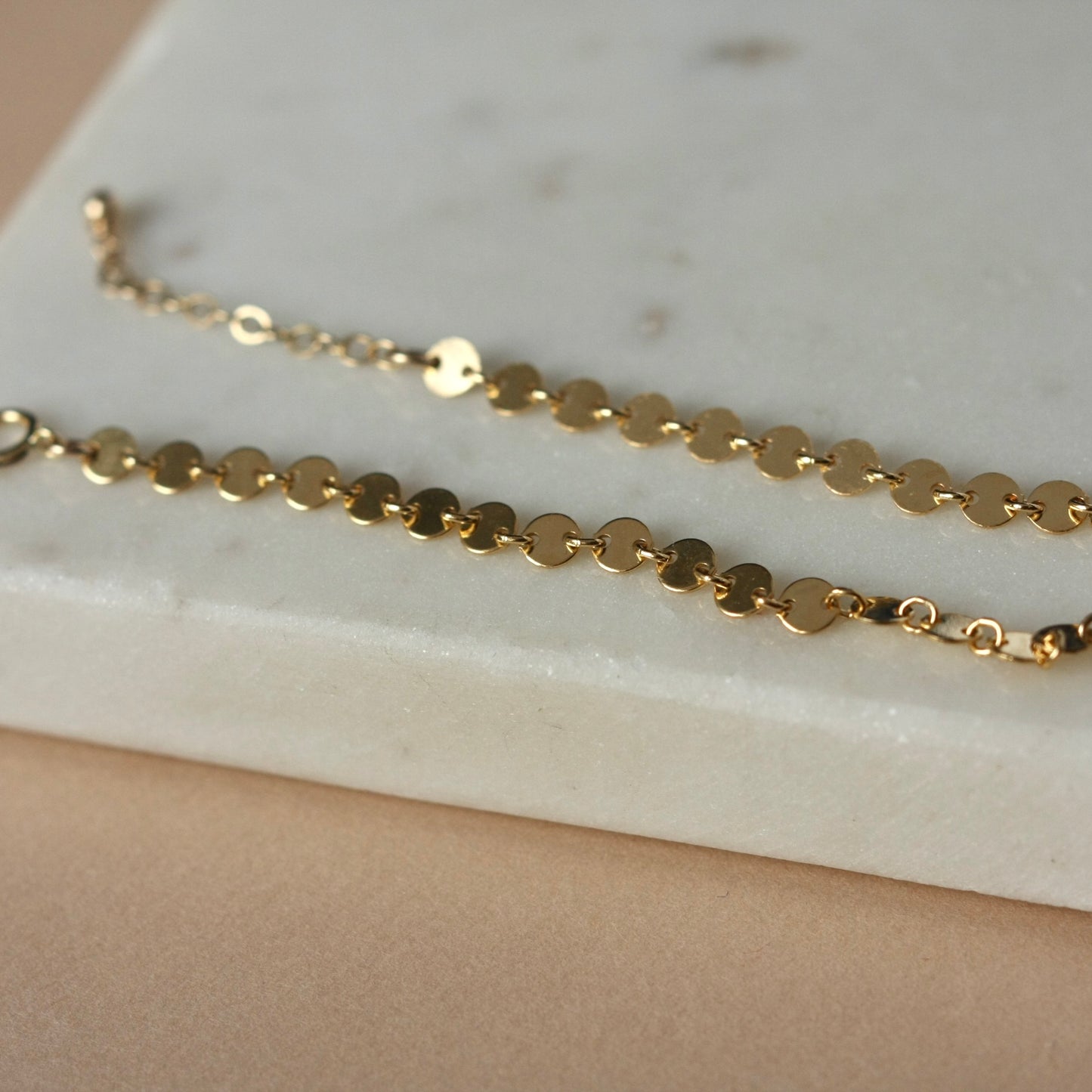 Gold Disc Sequin Chain Bracelet