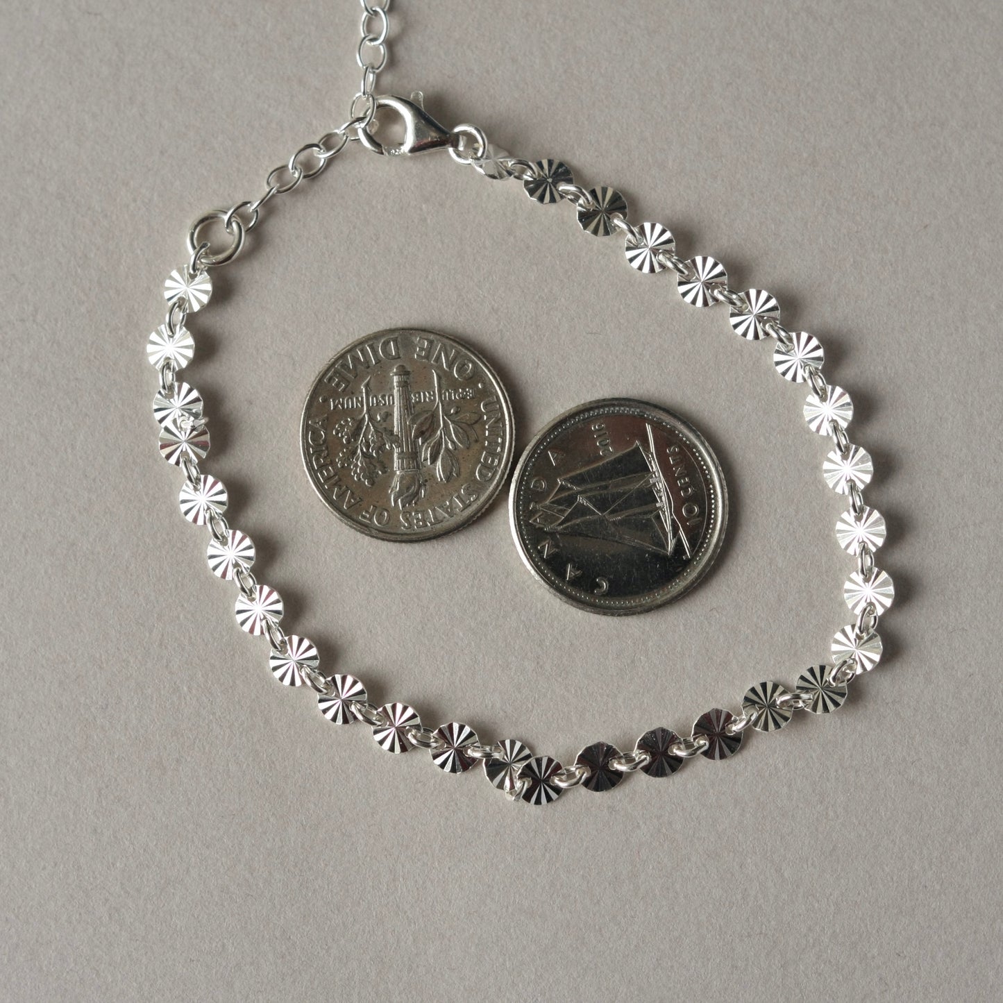 Sterling Silver Sequin Disc Bracelet