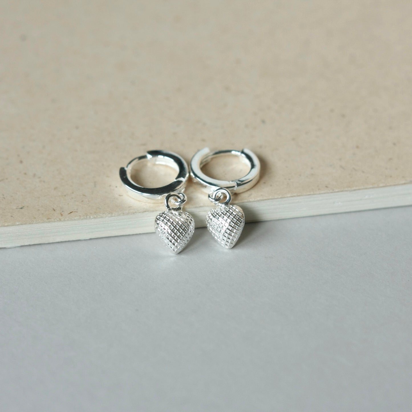Small Sterling Silver Heart Huggies