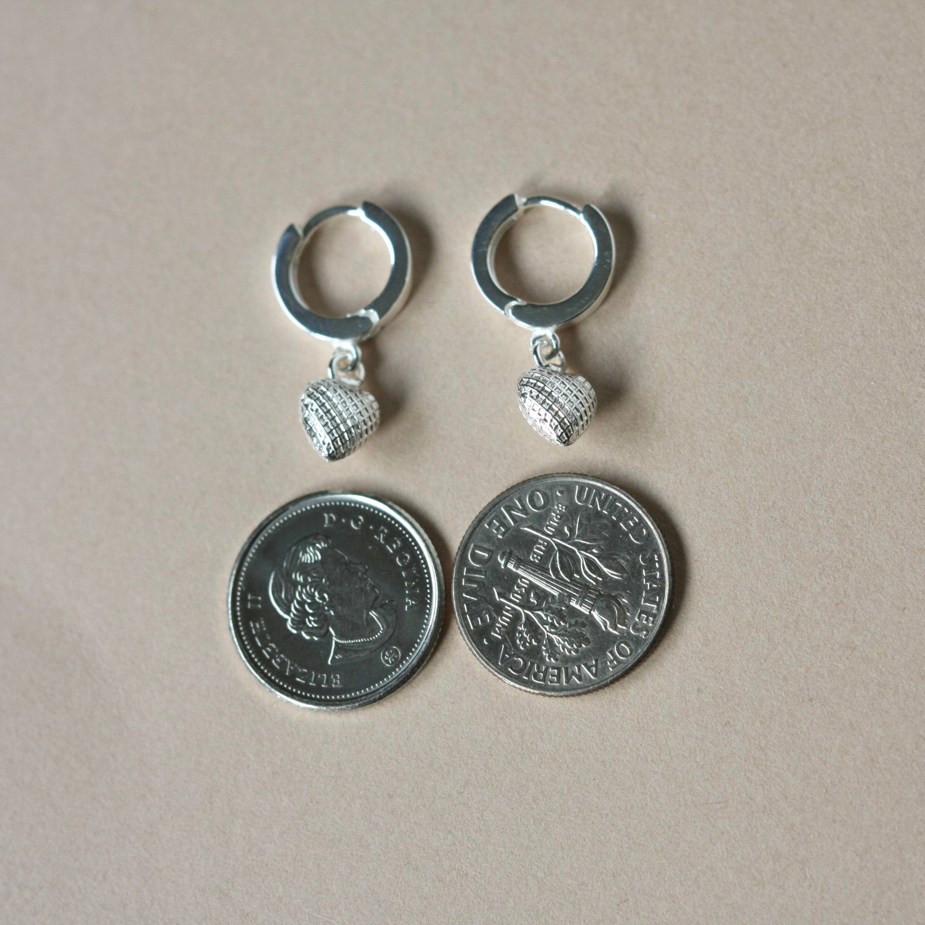 Small Dainty Sterling Silver Heart Huggie Hoops