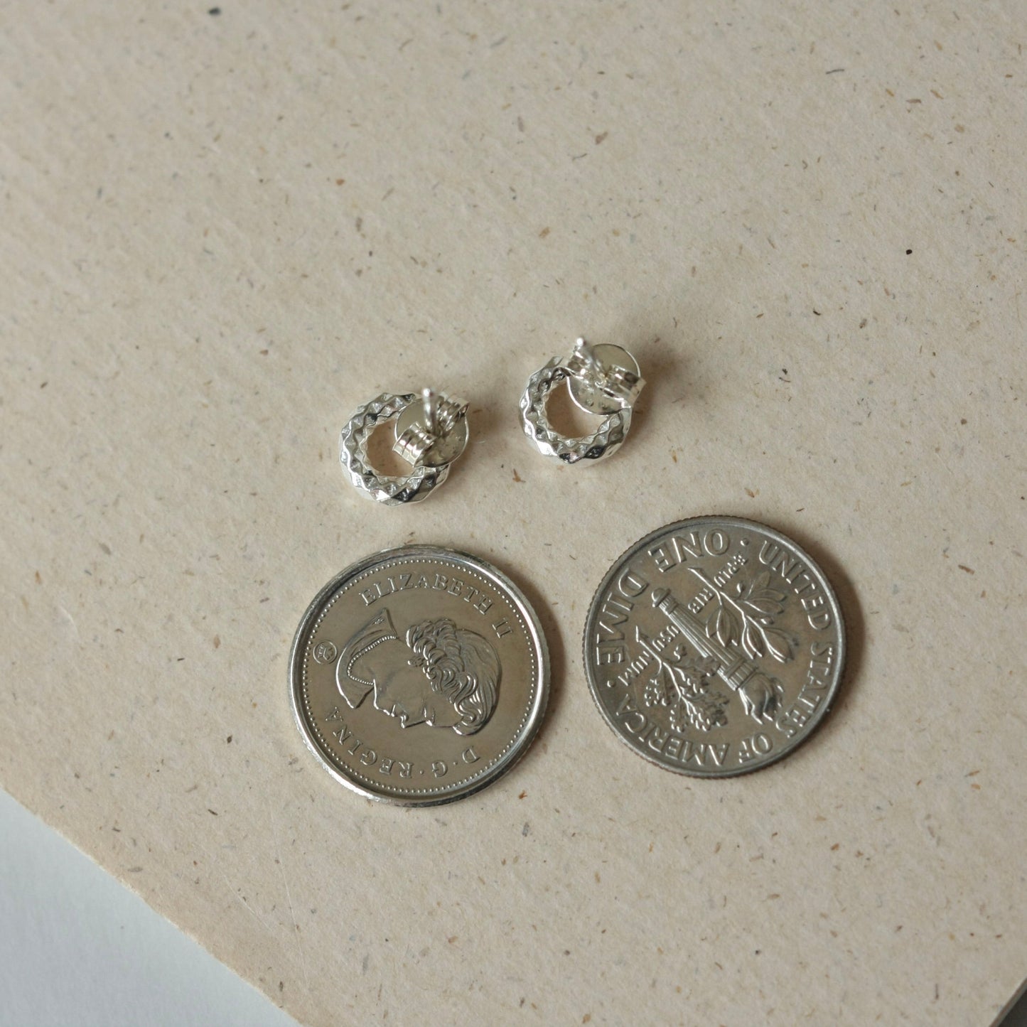 Small Sparkly Chunky Sterling Silver Open Circle Studs