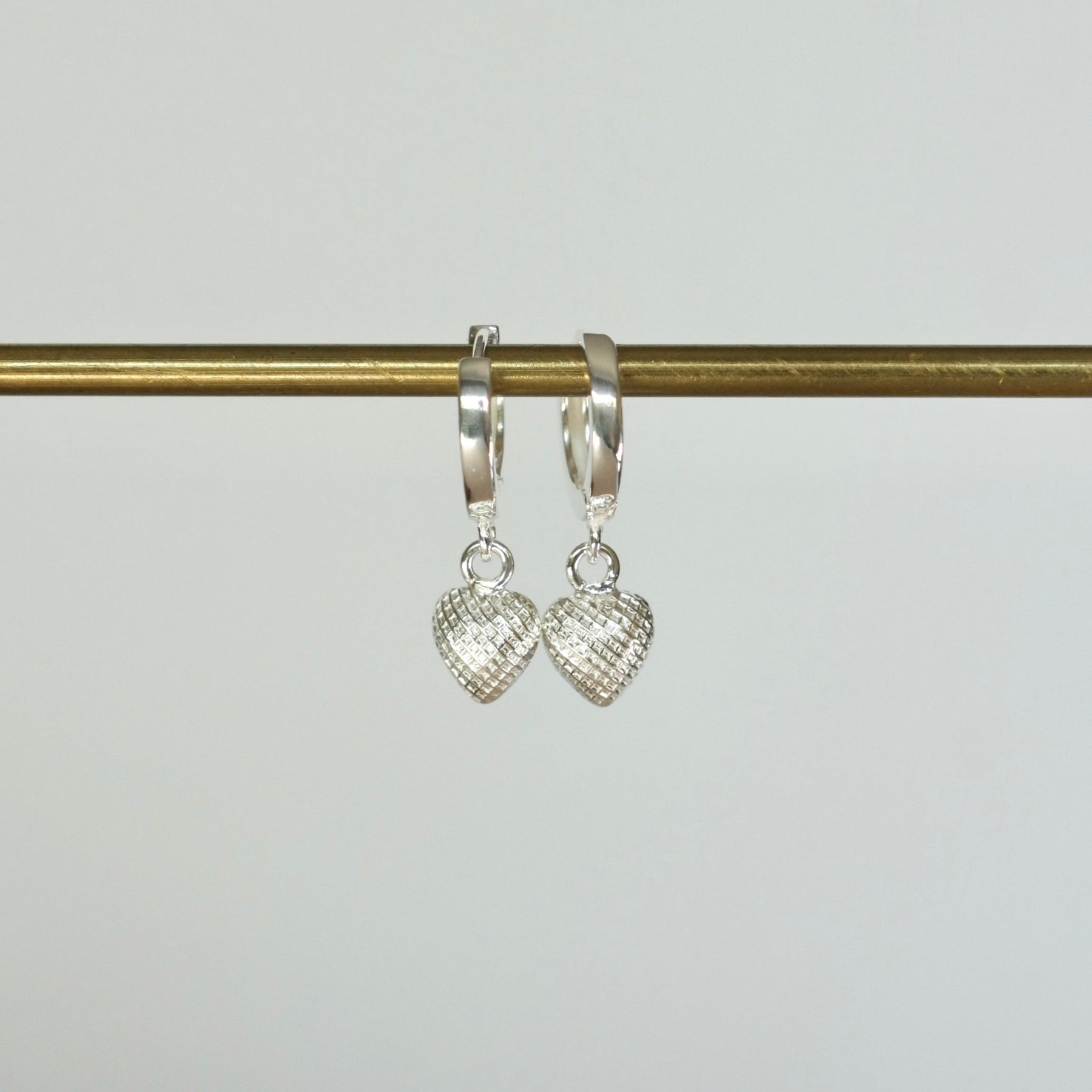 Small Dainty Sterling Silver Heart Huggie Hoops