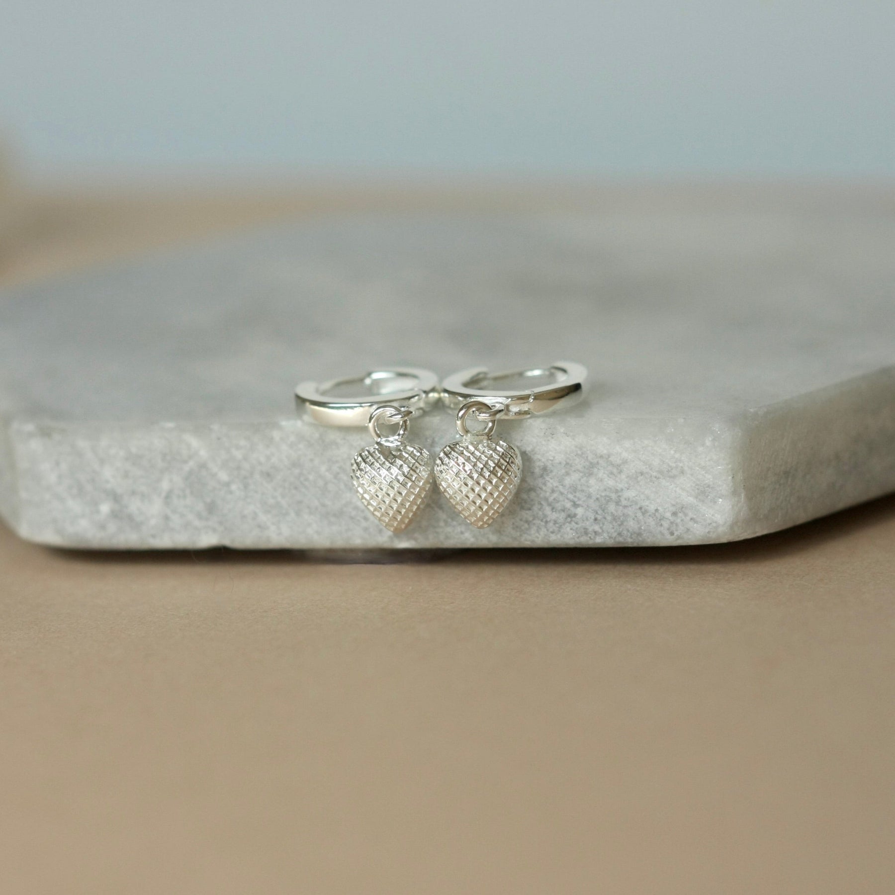 Small Dainty Sterling Silver Heart Huggie Hoops