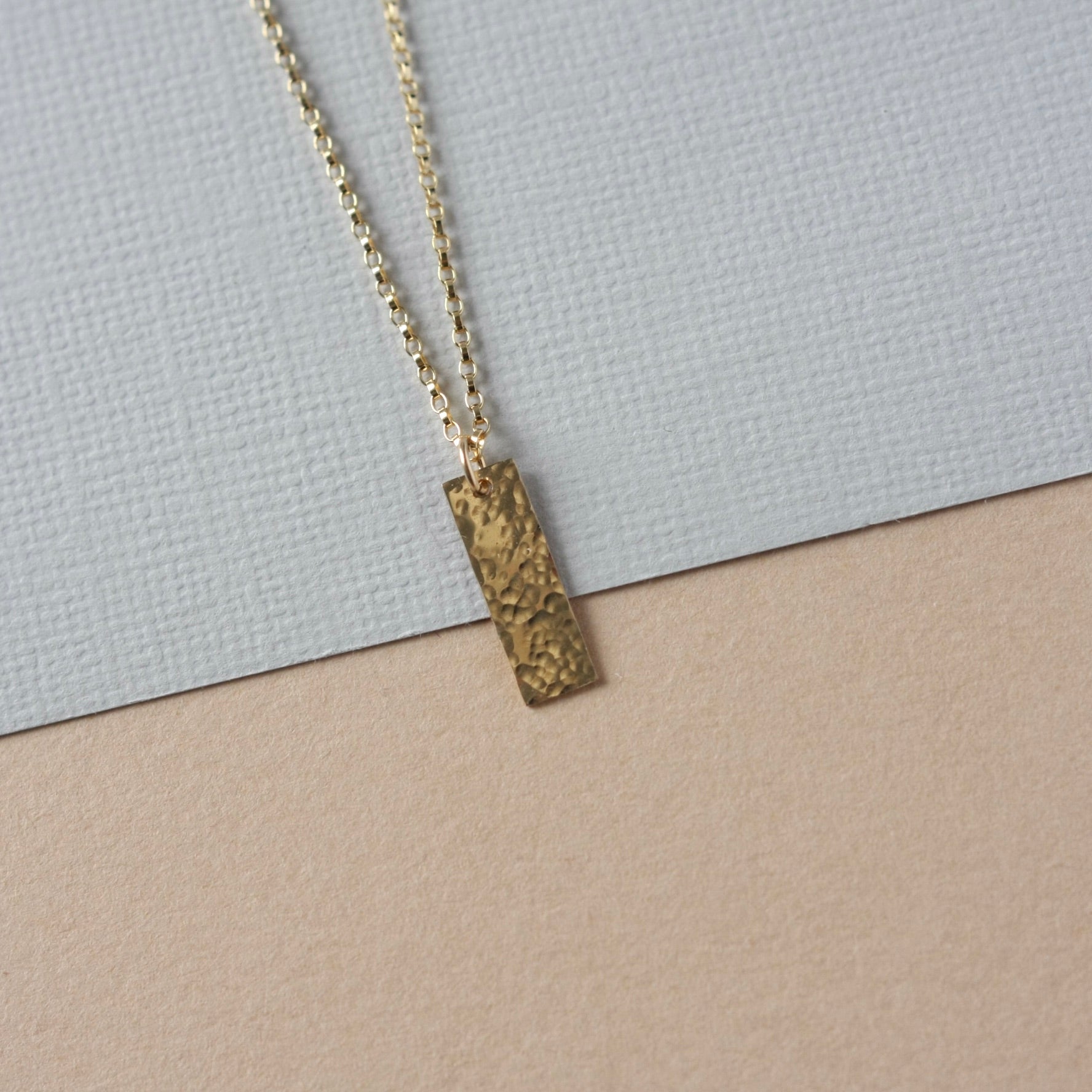 Hammered Gold Bar Necklace