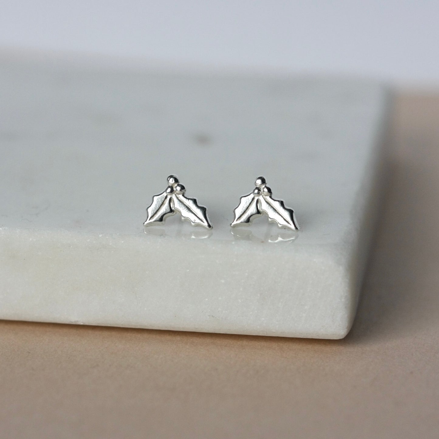 Sterling Silver Holly Stud Earrings