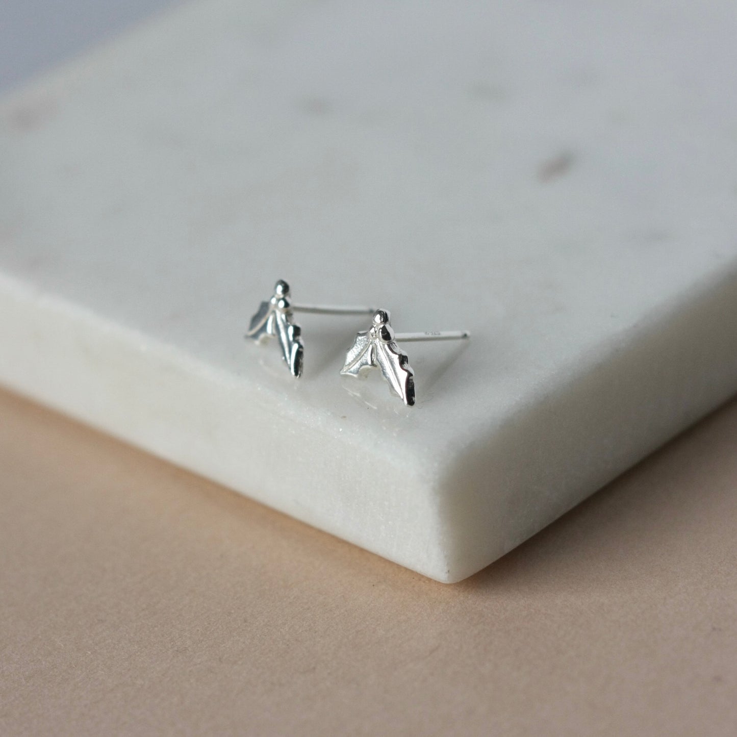 Sterling Silver Holly Stud Earrings