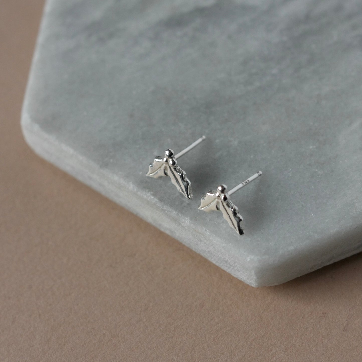 Sterling Silver Holly Stud Earrings
