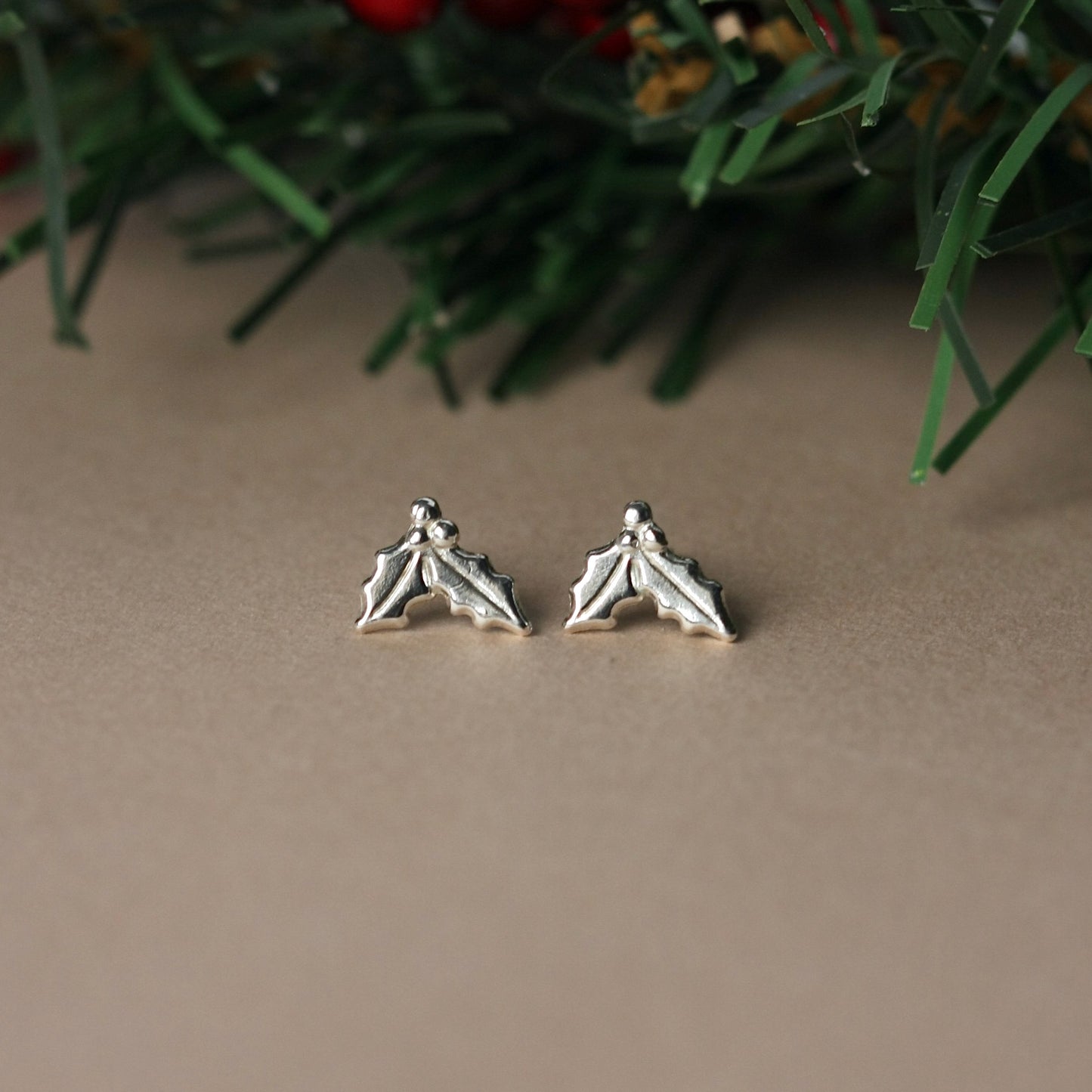 Sterling Silver Holly Stud Earrings