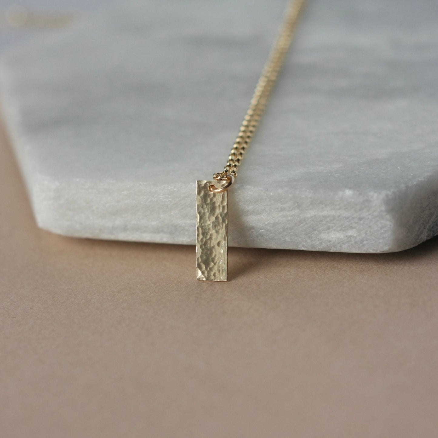 Hammered Gold Bar Necklace