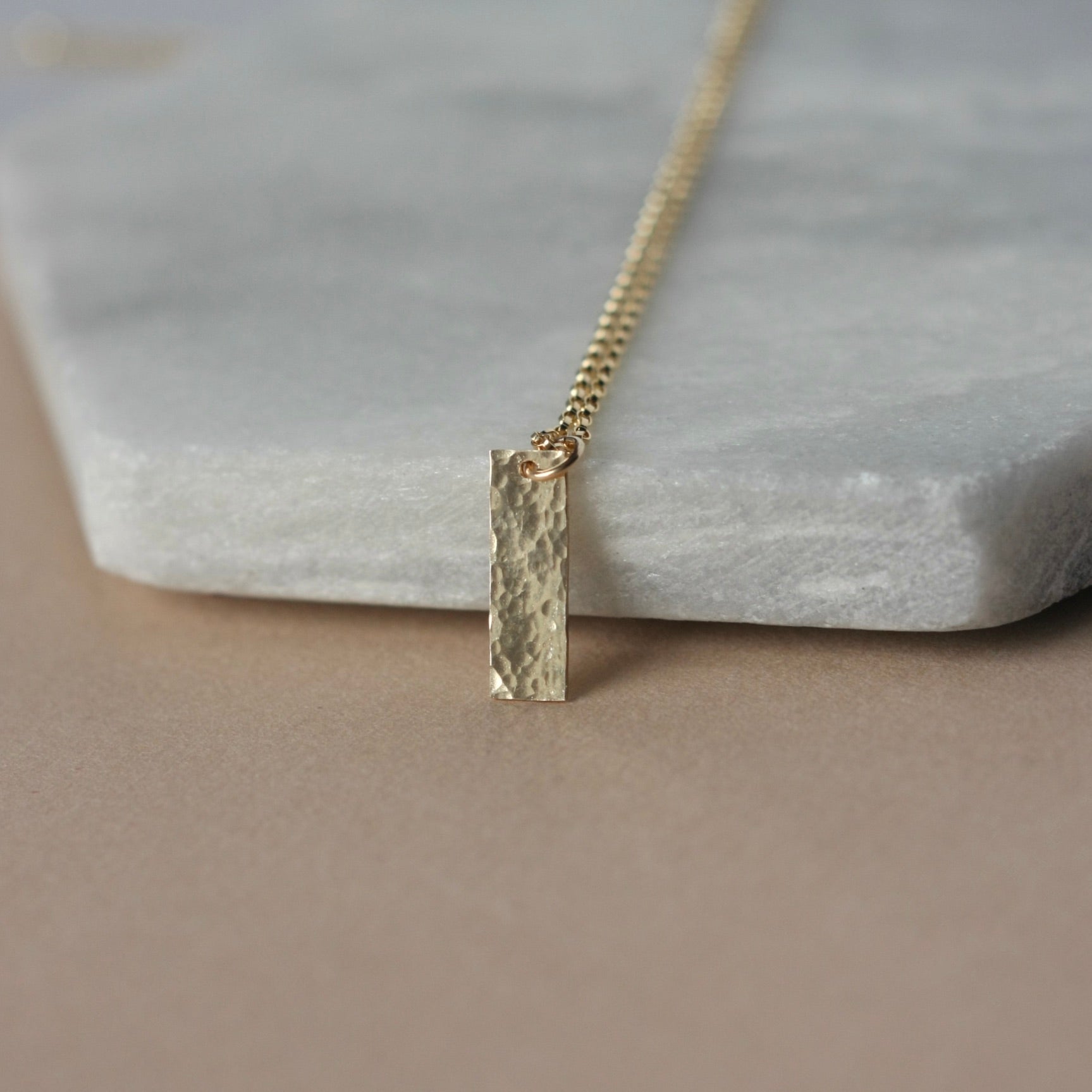 Hammered Gold Bar Necklace