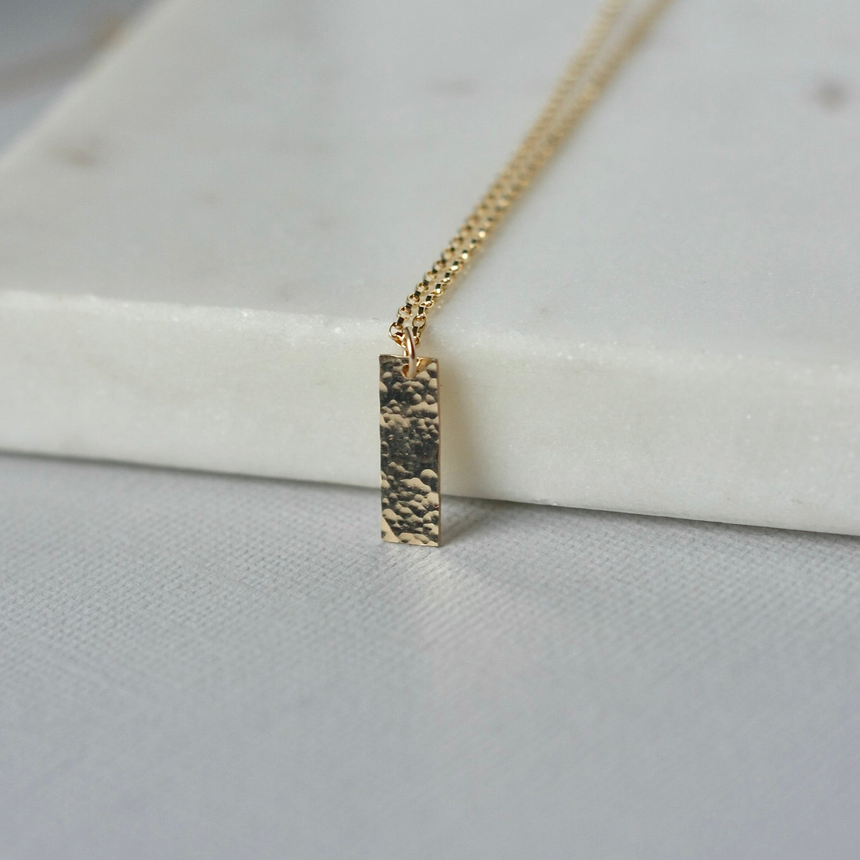 Hammered Gold Bar Necklace