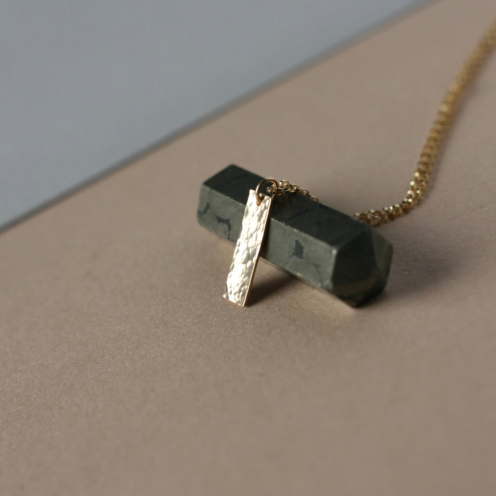 Hammered Gold Bar Necklace