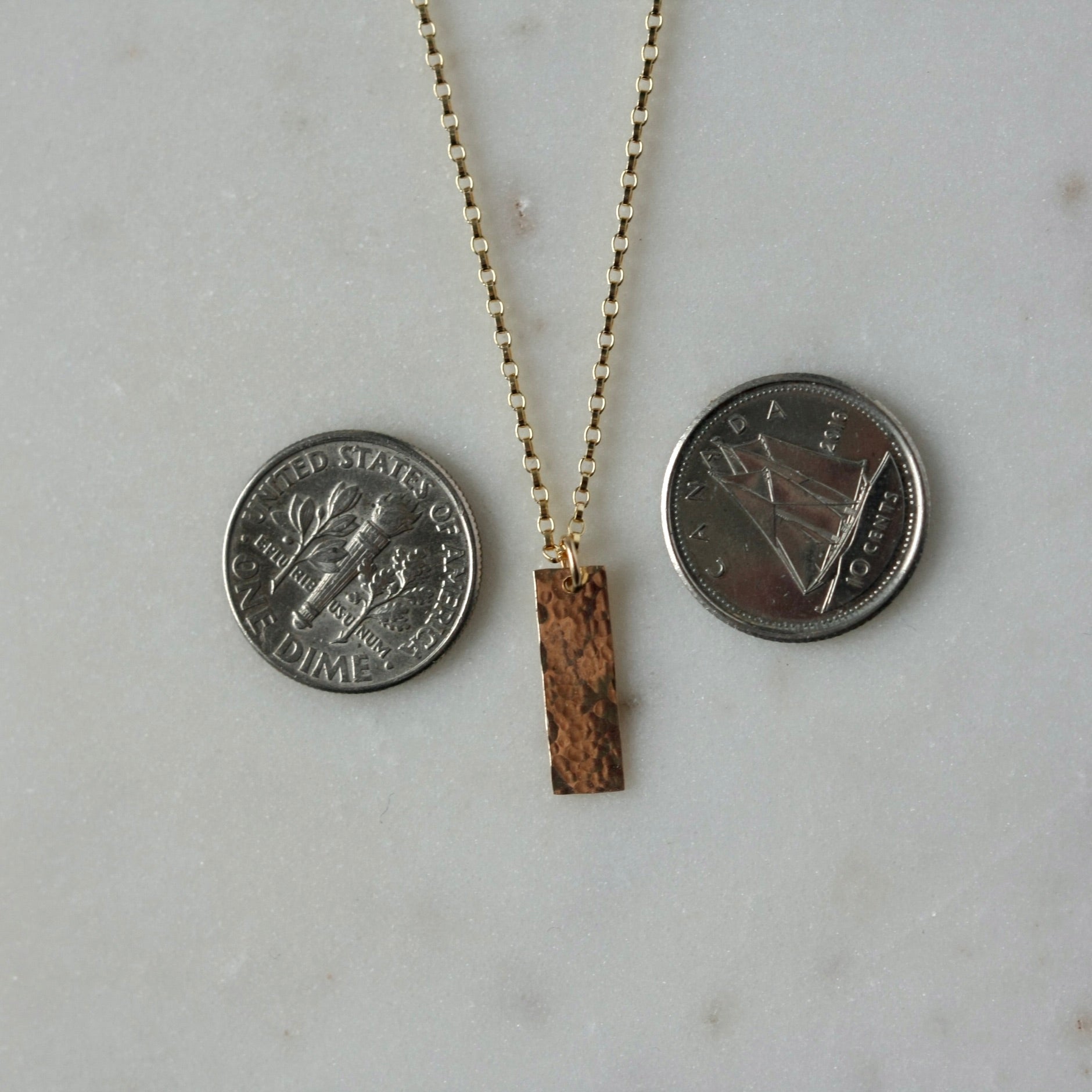 Hammered Gold Bar Necklace