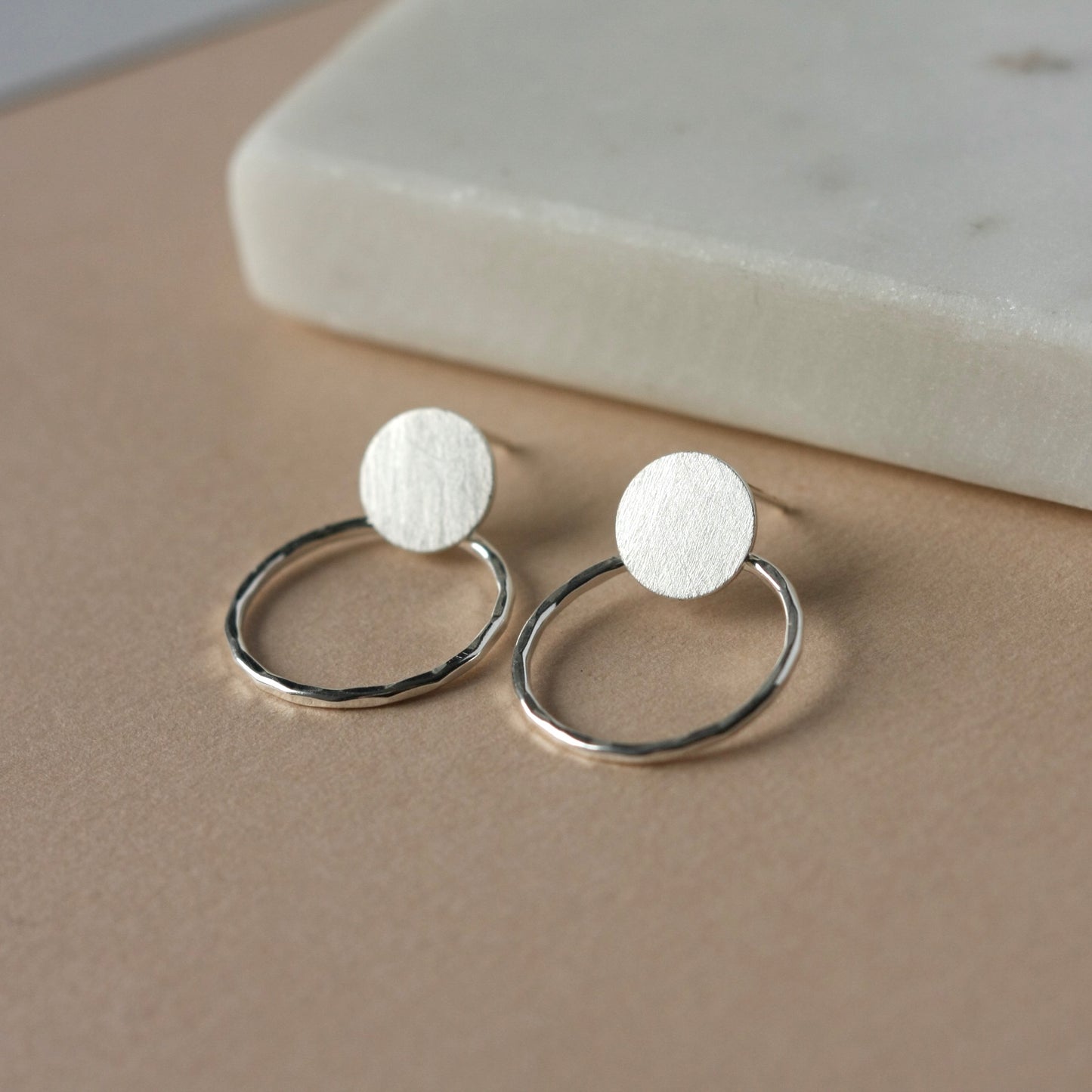 Silver Round Studs and Hoop Earrings