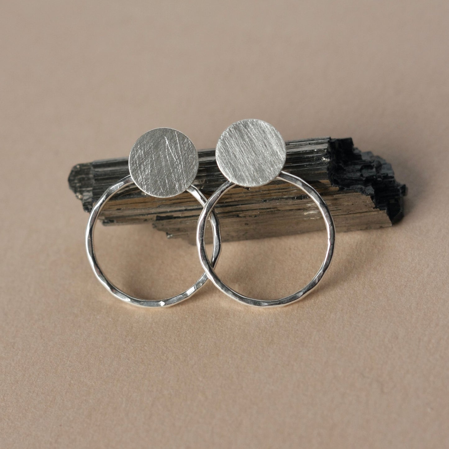 Silver Round Studs and Hoop Earrings