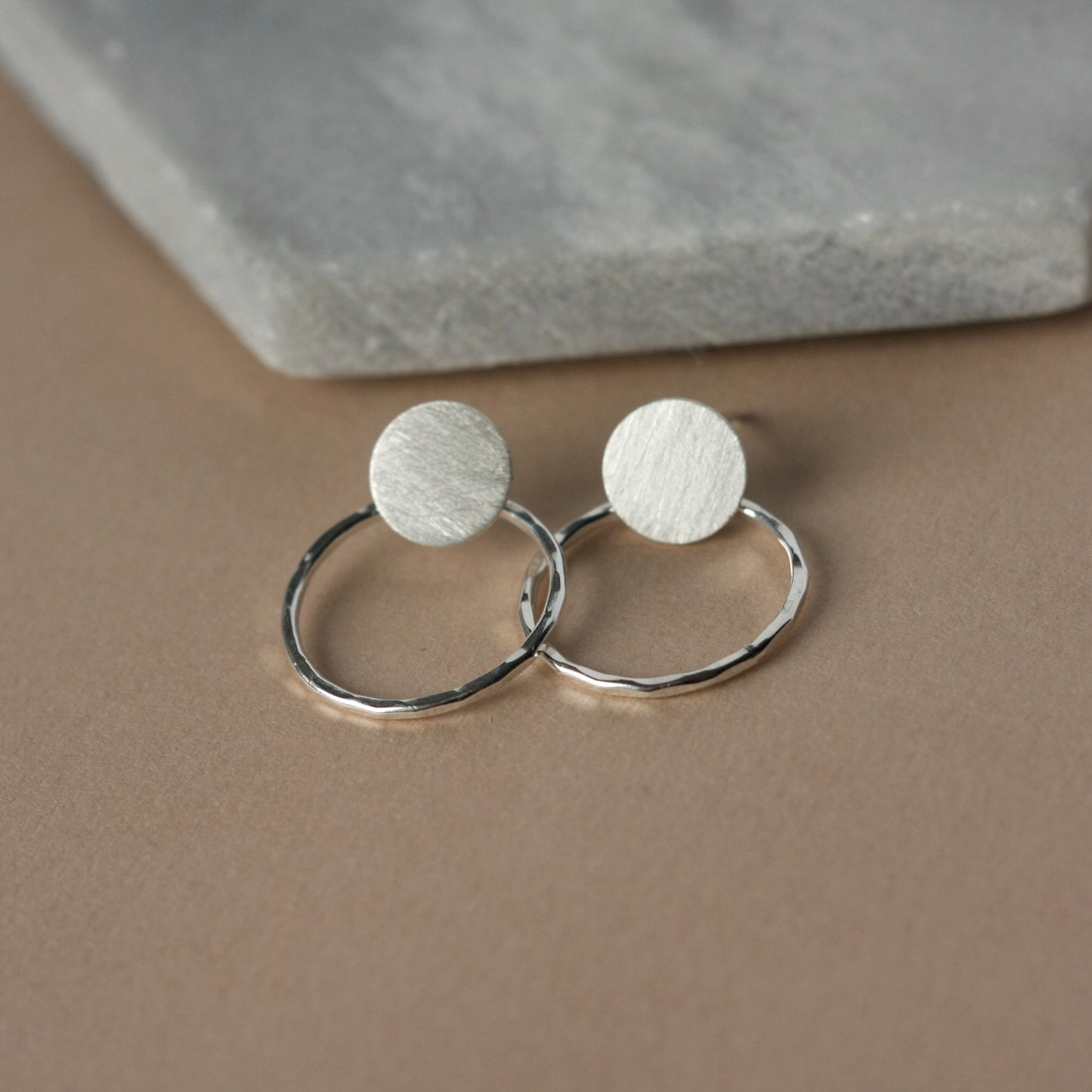 Silver Round Studs and Hoop Earrings