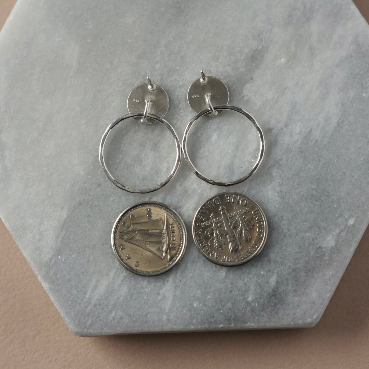 Silver Round Studs and Hoop Earrings