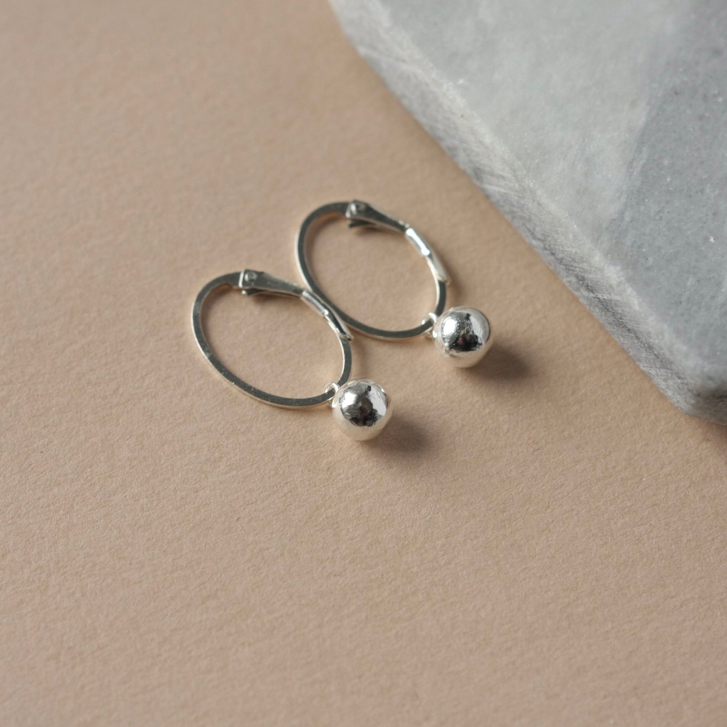 Sterling Silver Oval Dangle Earrings
