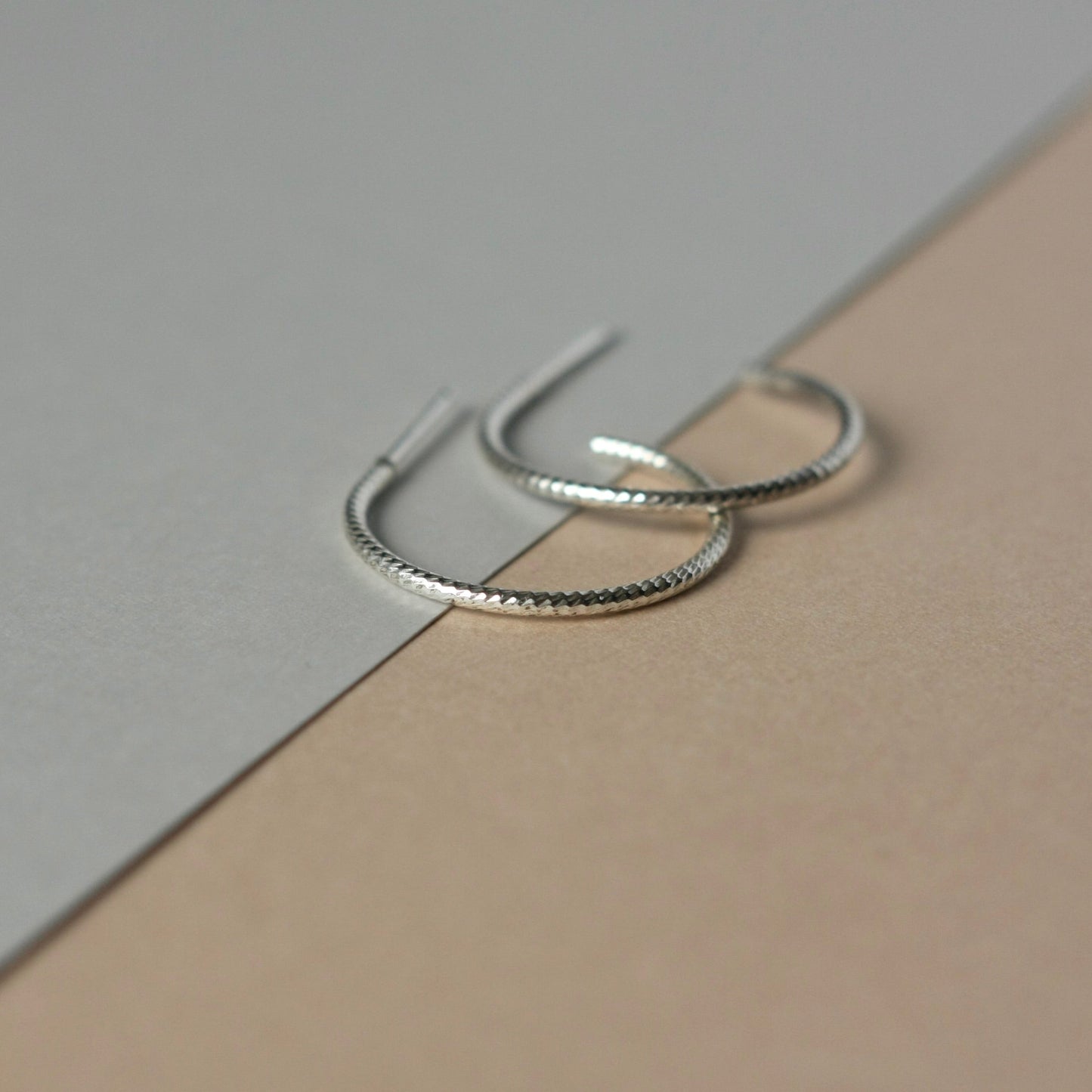 Thin Sparkly Sterling Silver Hoop Earrings
