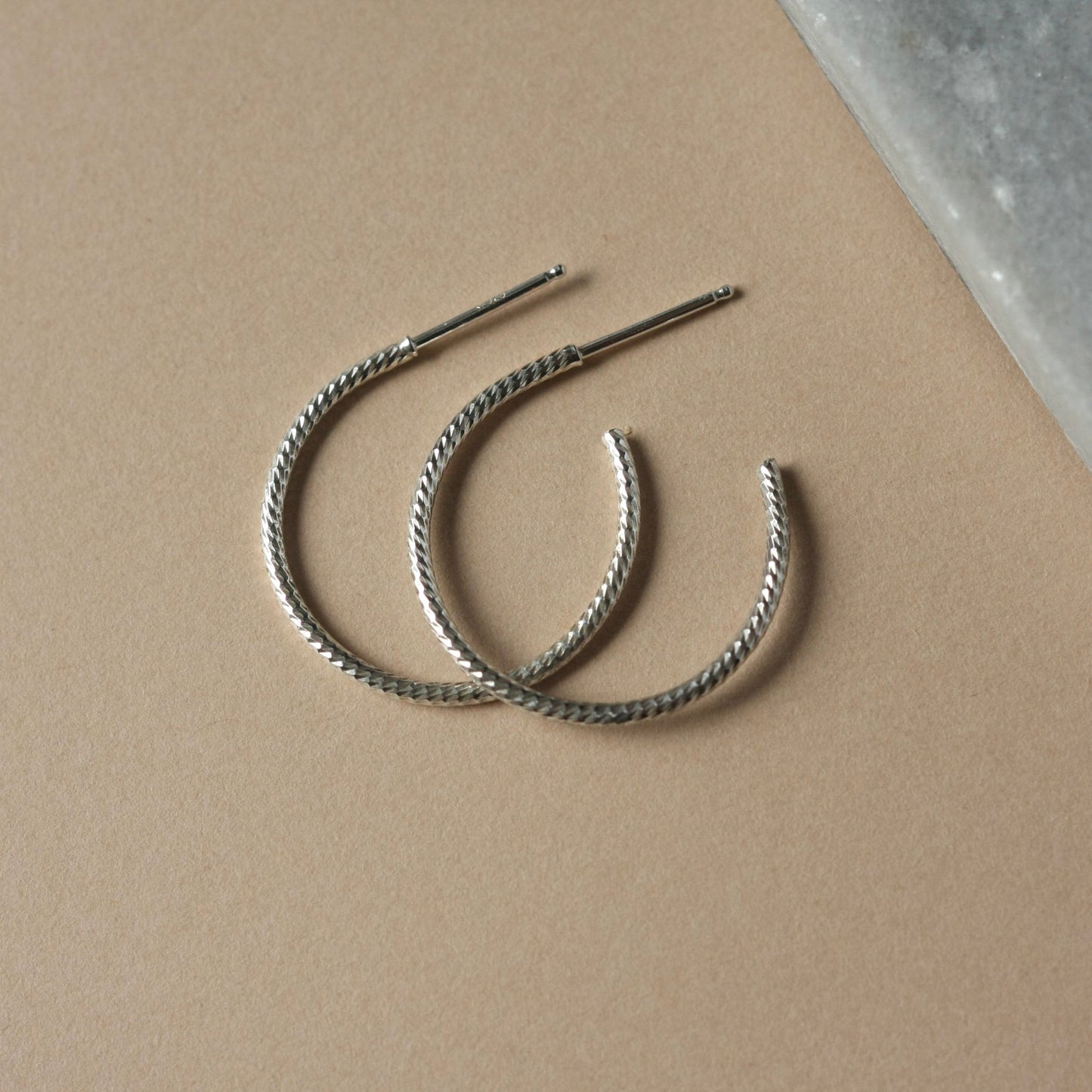 Thin Sparkly Sterling Silver Hoop Earrings