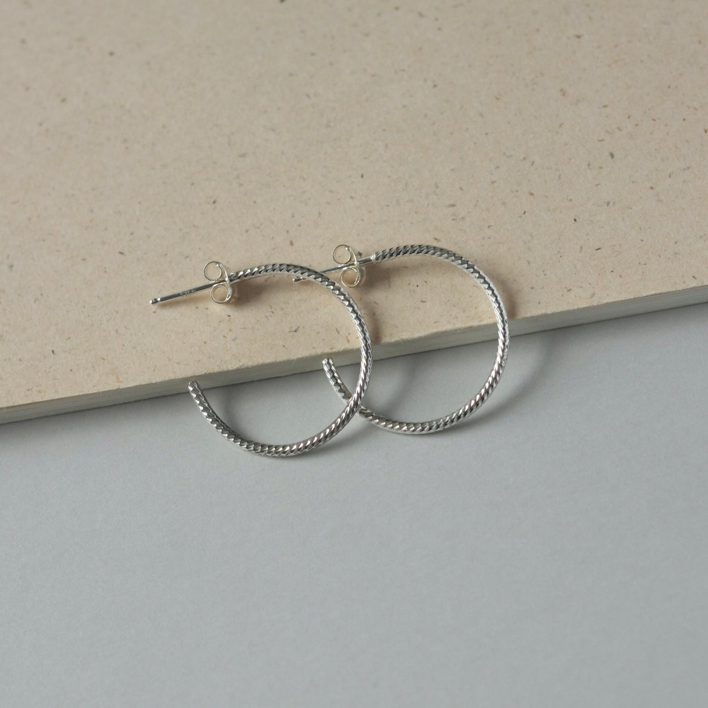 Thin Sparkly Sterling Silver Hoop Earrings
