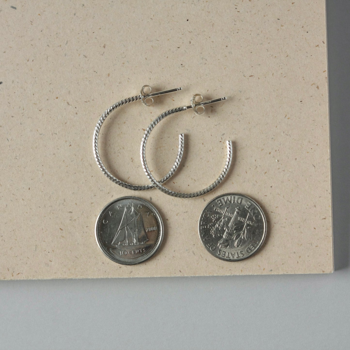 Thin Sparkly Sterling Silver Hoop Earrings