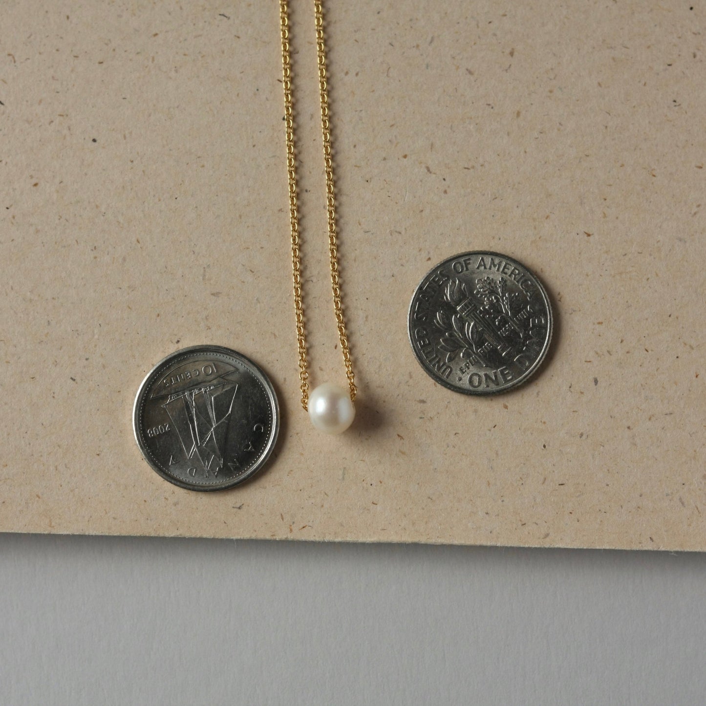 Cream Pearl Gold Solitaire Necklace