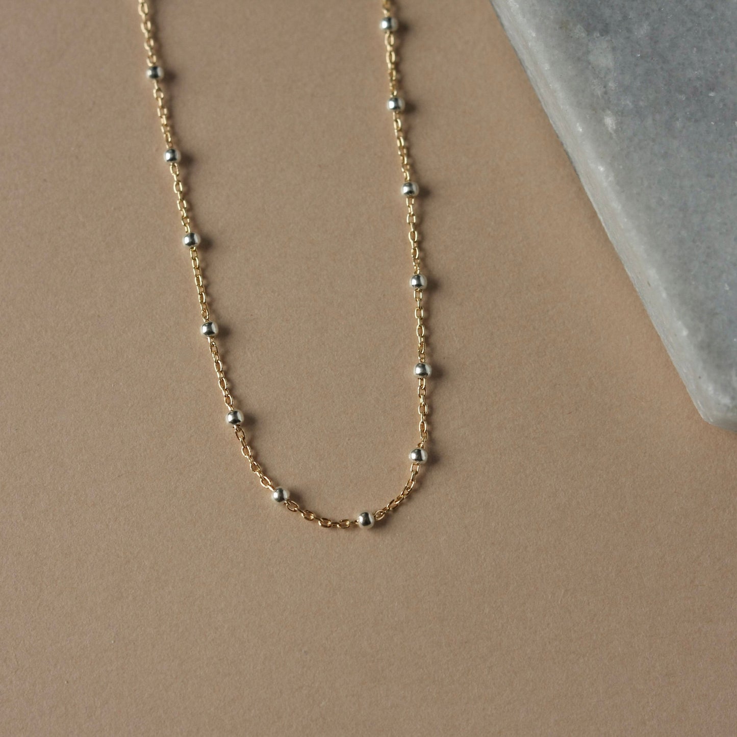 Dainty Mixed Metal Satellite Chain Necklace