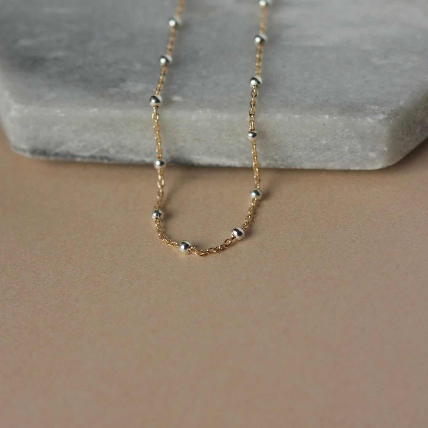 Dainty Mixed Metal Satellite Chain Necklace