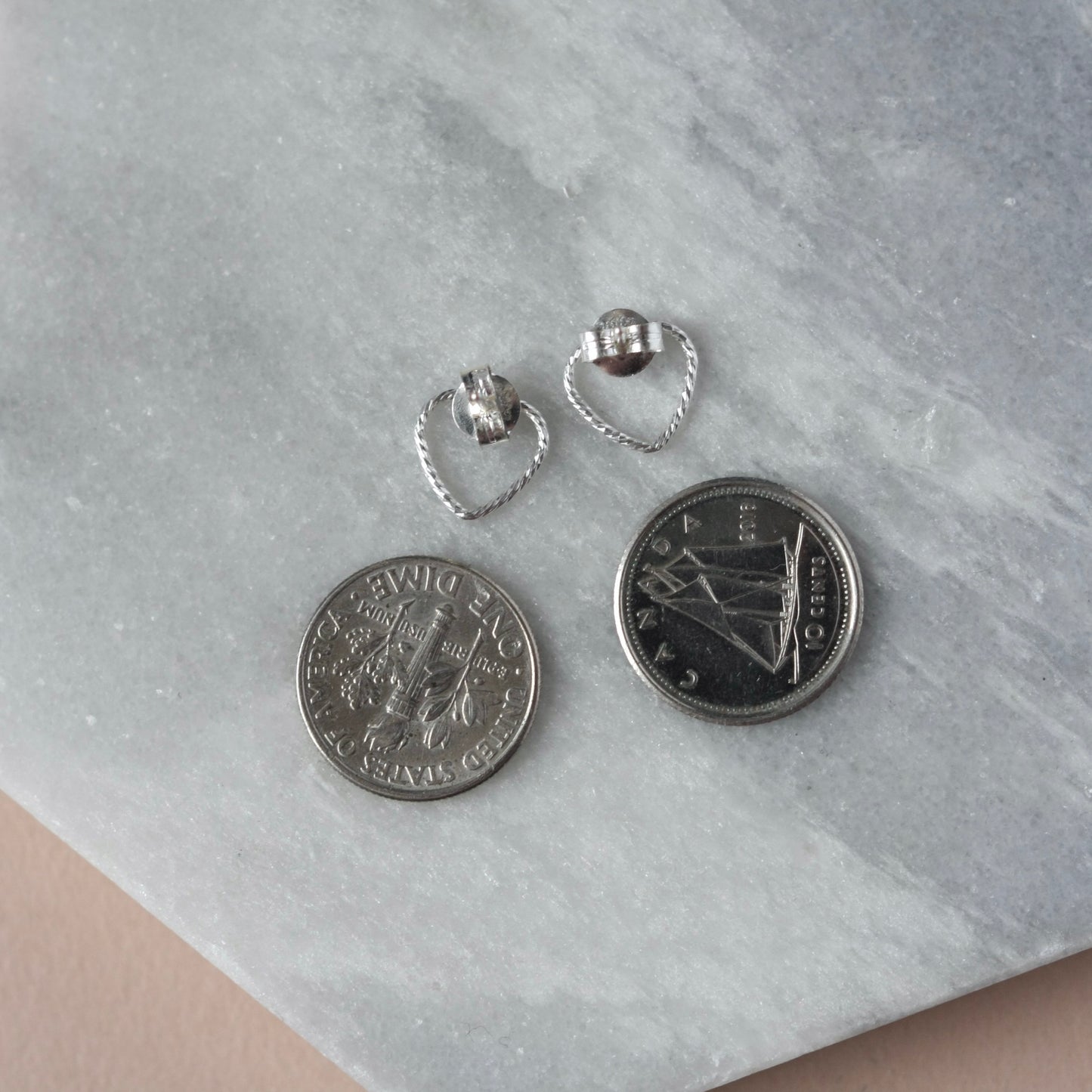 Sparkly Sterling Silver Heart Stud Earrings