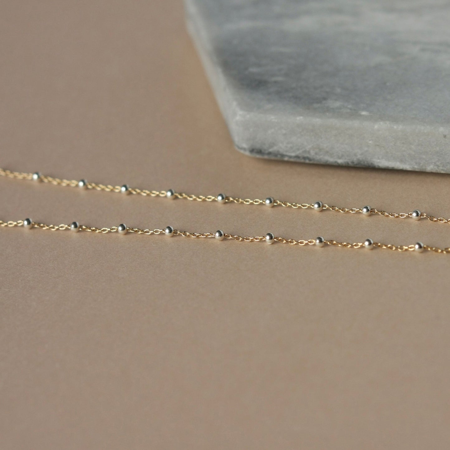 Dainty Mixed Metal Satellite Chain Necklace