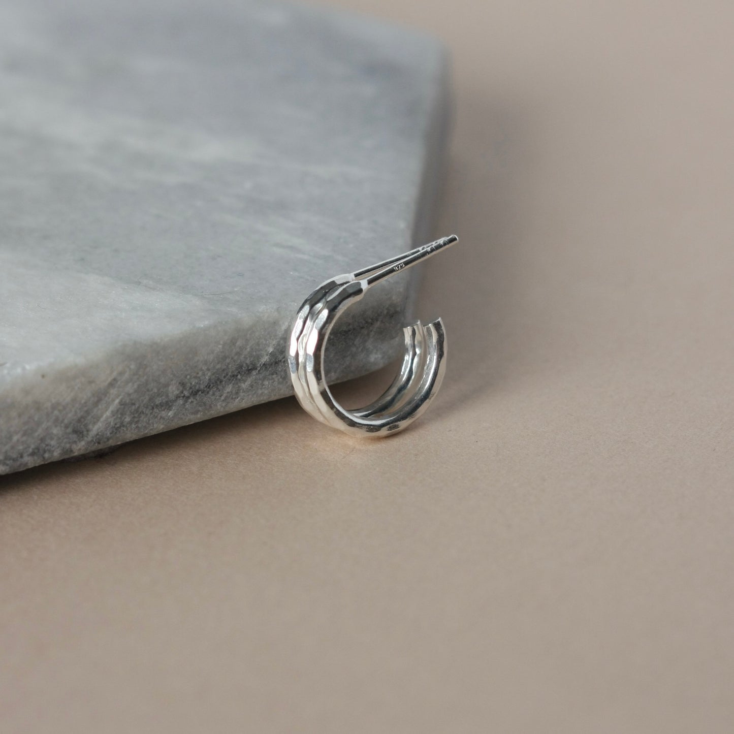 Small Hammered Sterling Silver Everyday Hoops