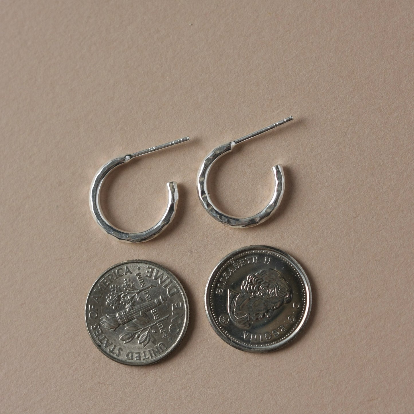 Small Hammered Sterling Silver Everyday Hoops