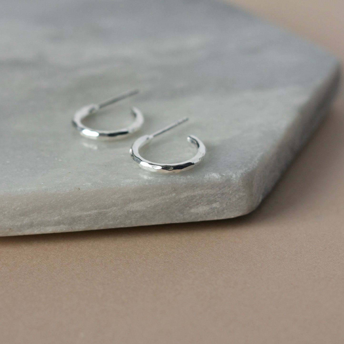 Small Hammered Sterling Silver Everyday Hoops