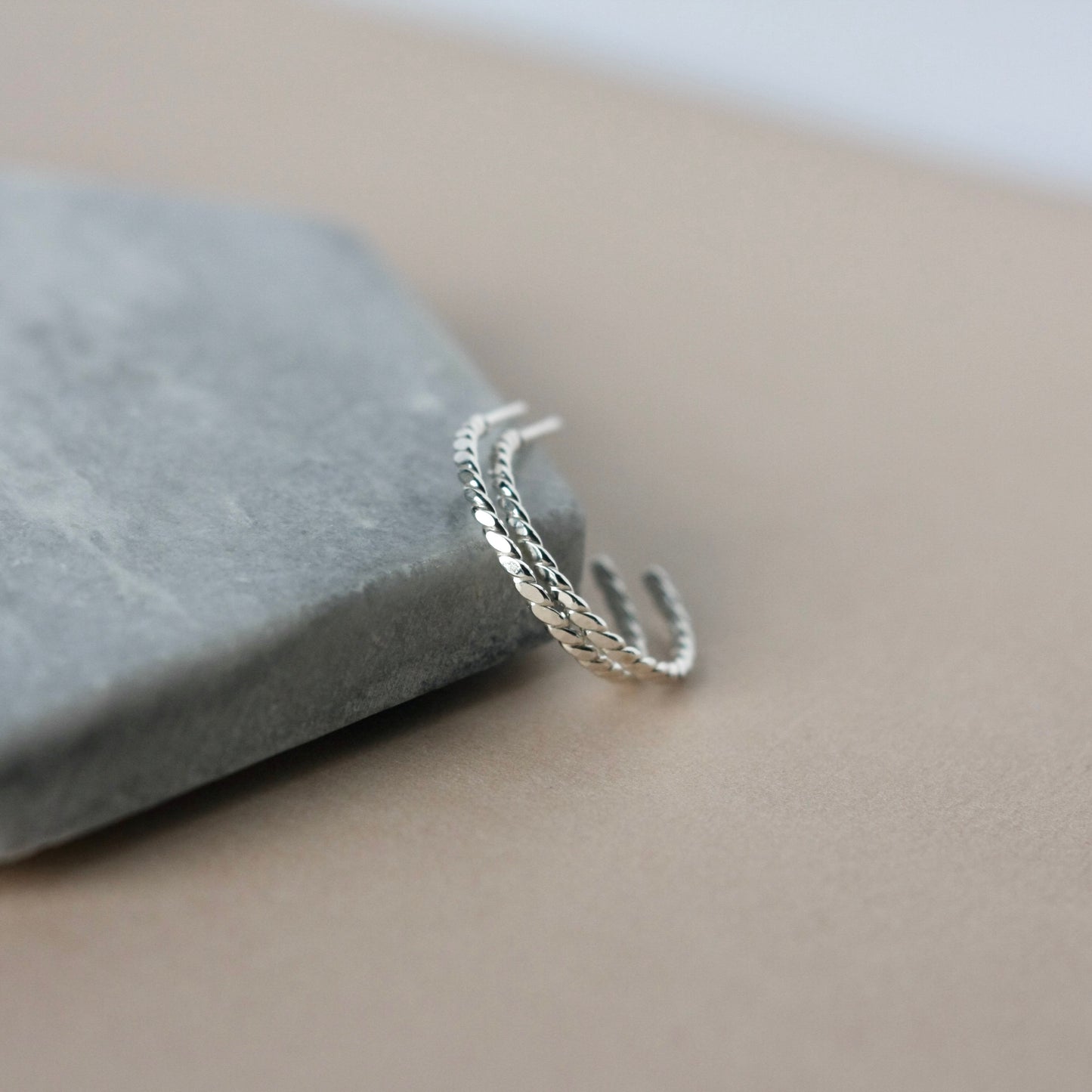 Thin Twisted Wire Hoop Earrings