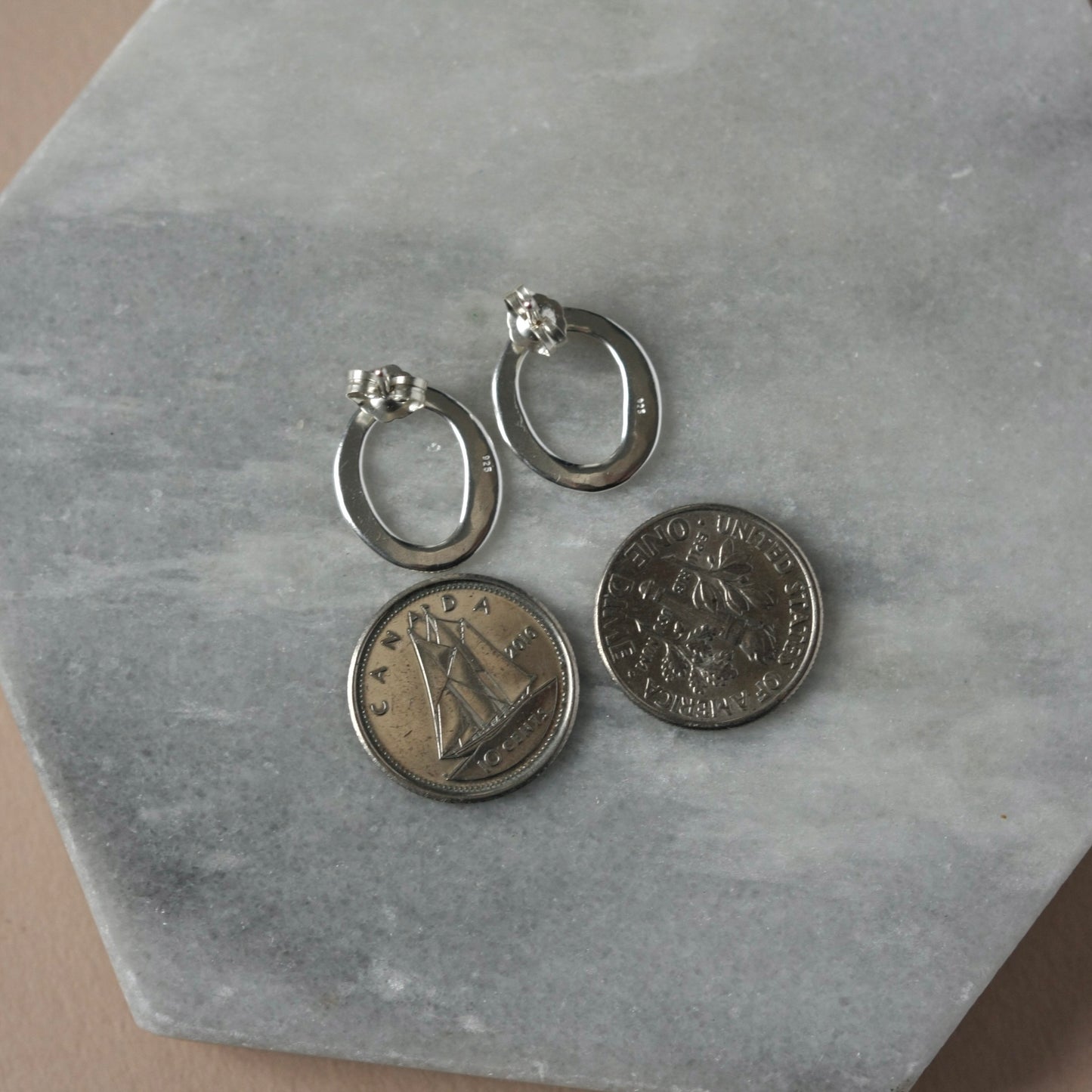Organic Sterling Silver Oval Studs