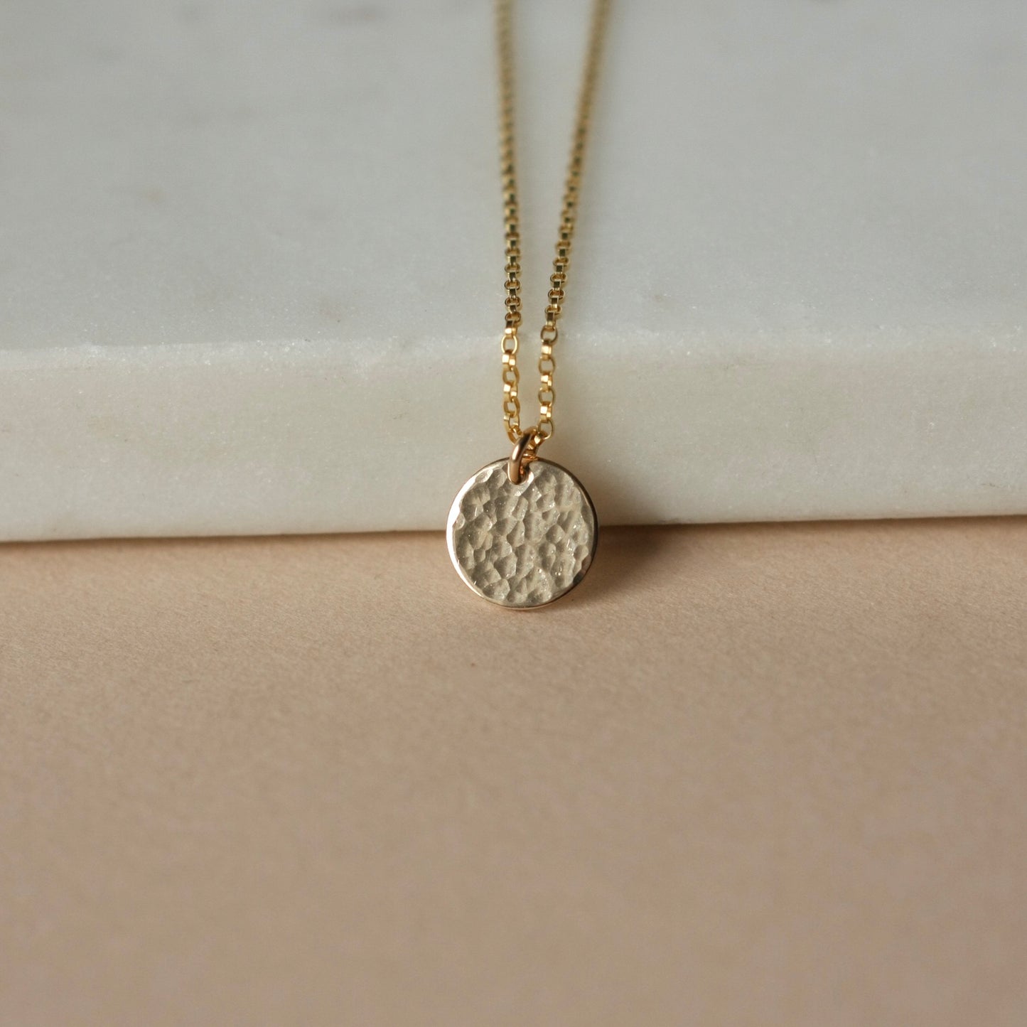 Hammered Gold Disc Necklace