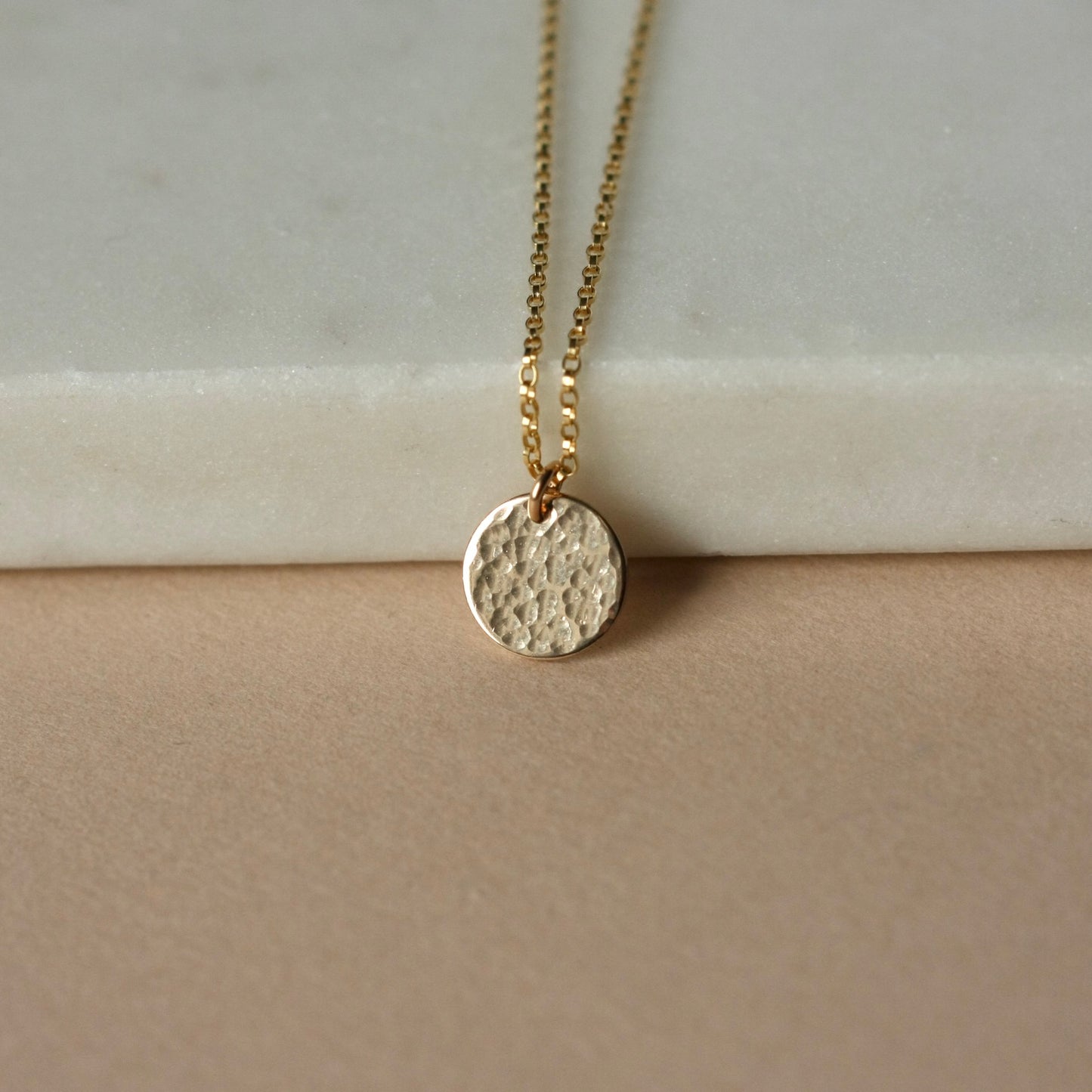 Hammered Gold Disc Necklace