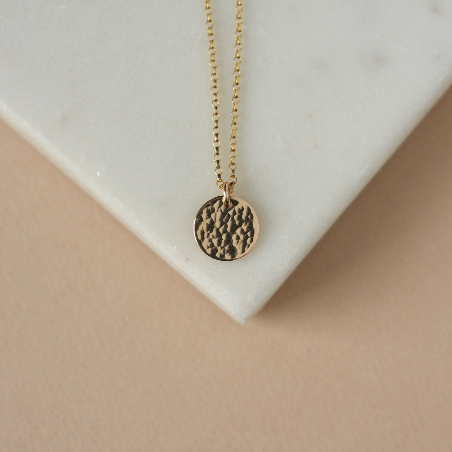 Hammered Gold Disc Necklace