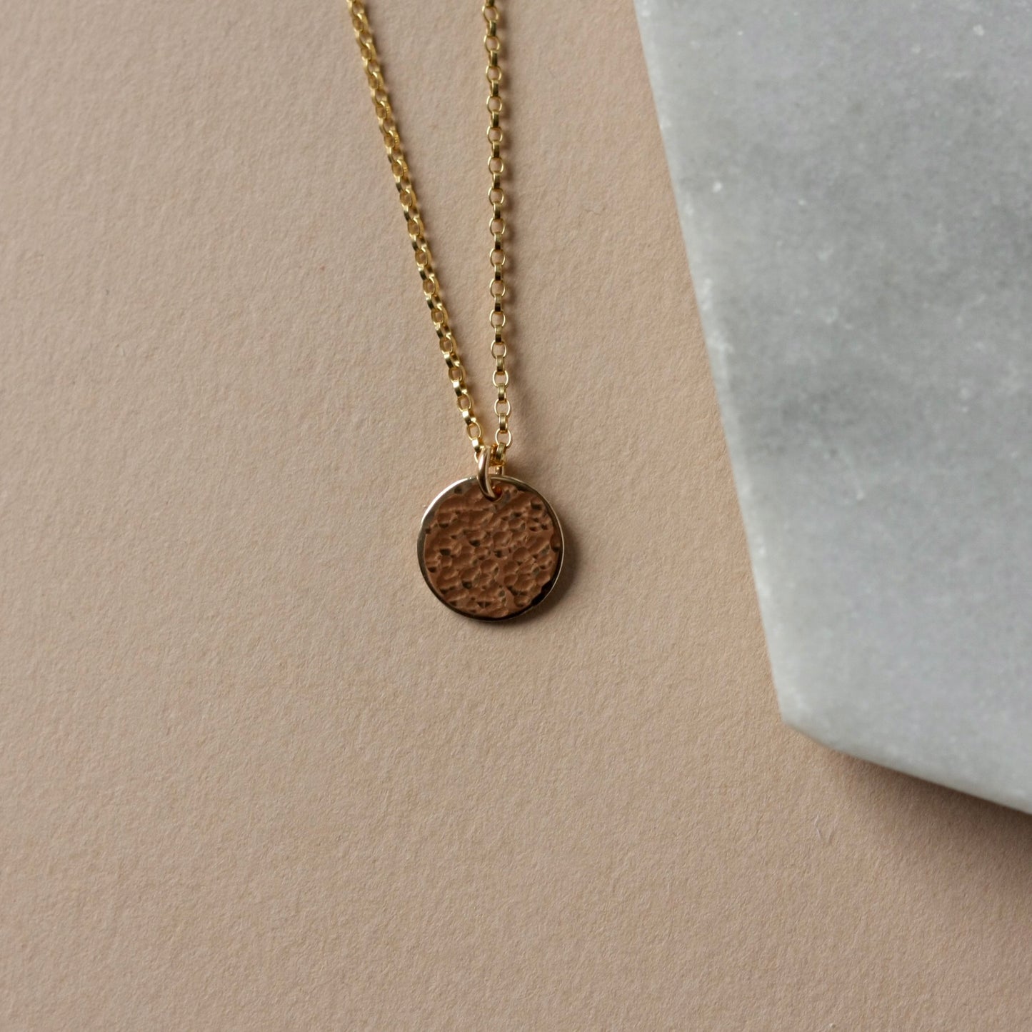 Hammered Gold Disc Necklace