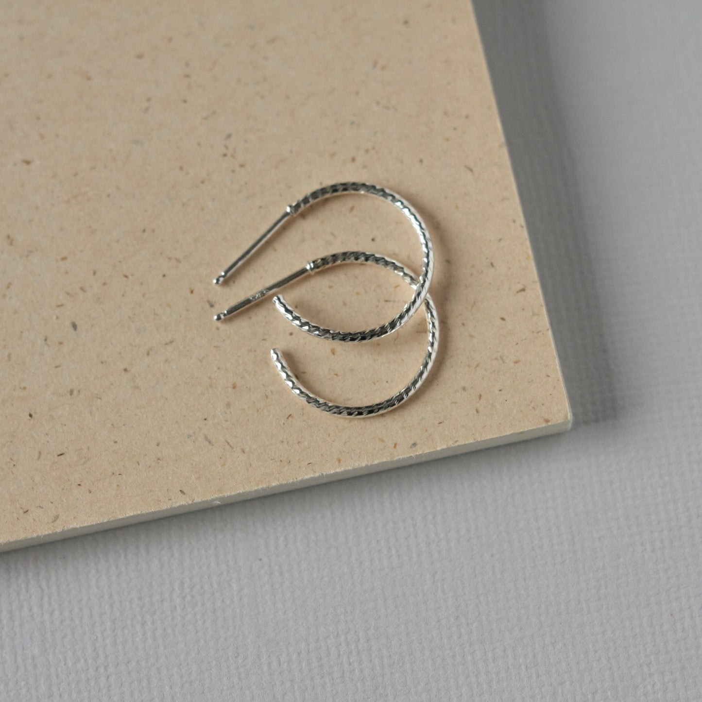 Dainty Thin Diamond Cut Sterling Silver Hoops