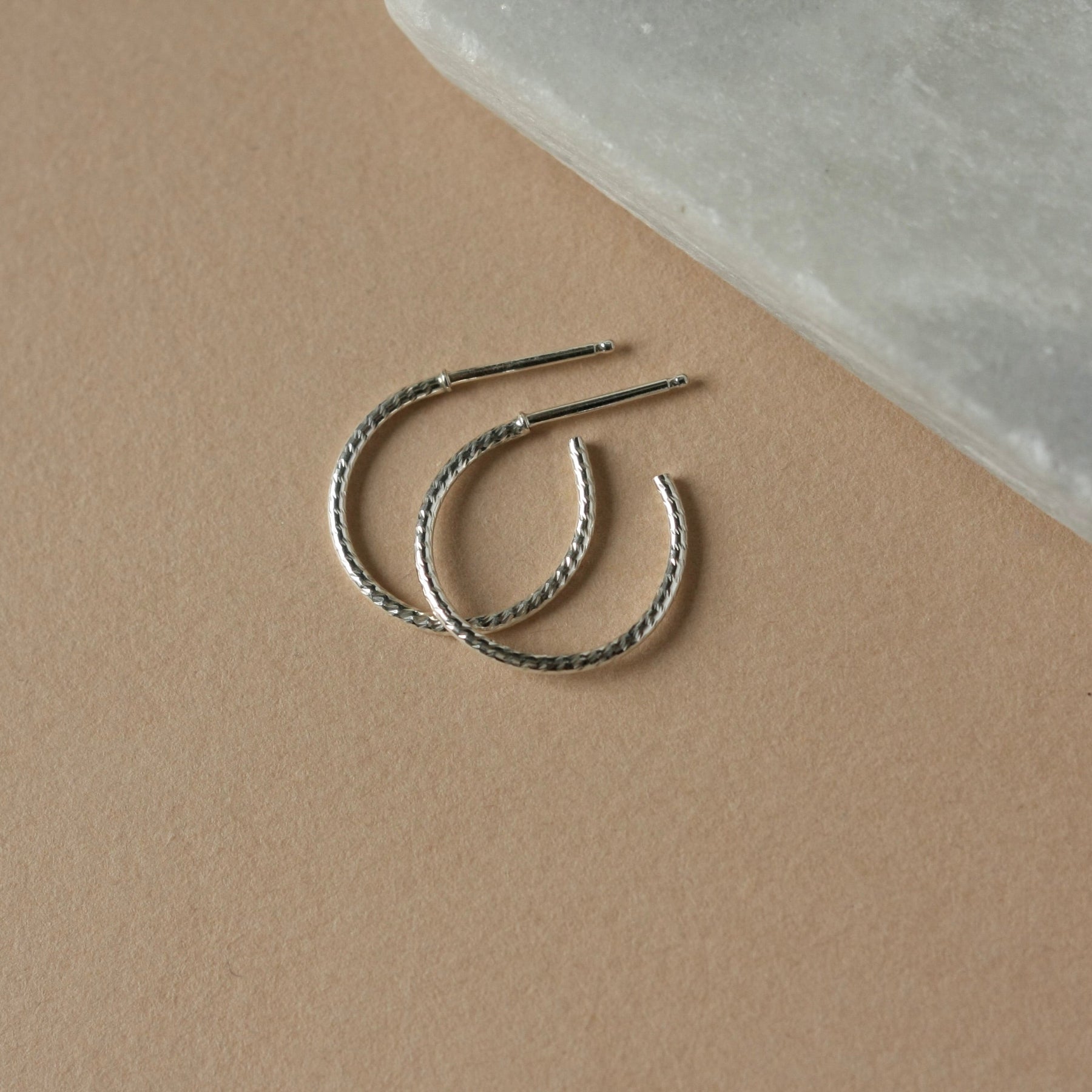 Dainty Thin Diamond Cut Sterling Silver Hoops