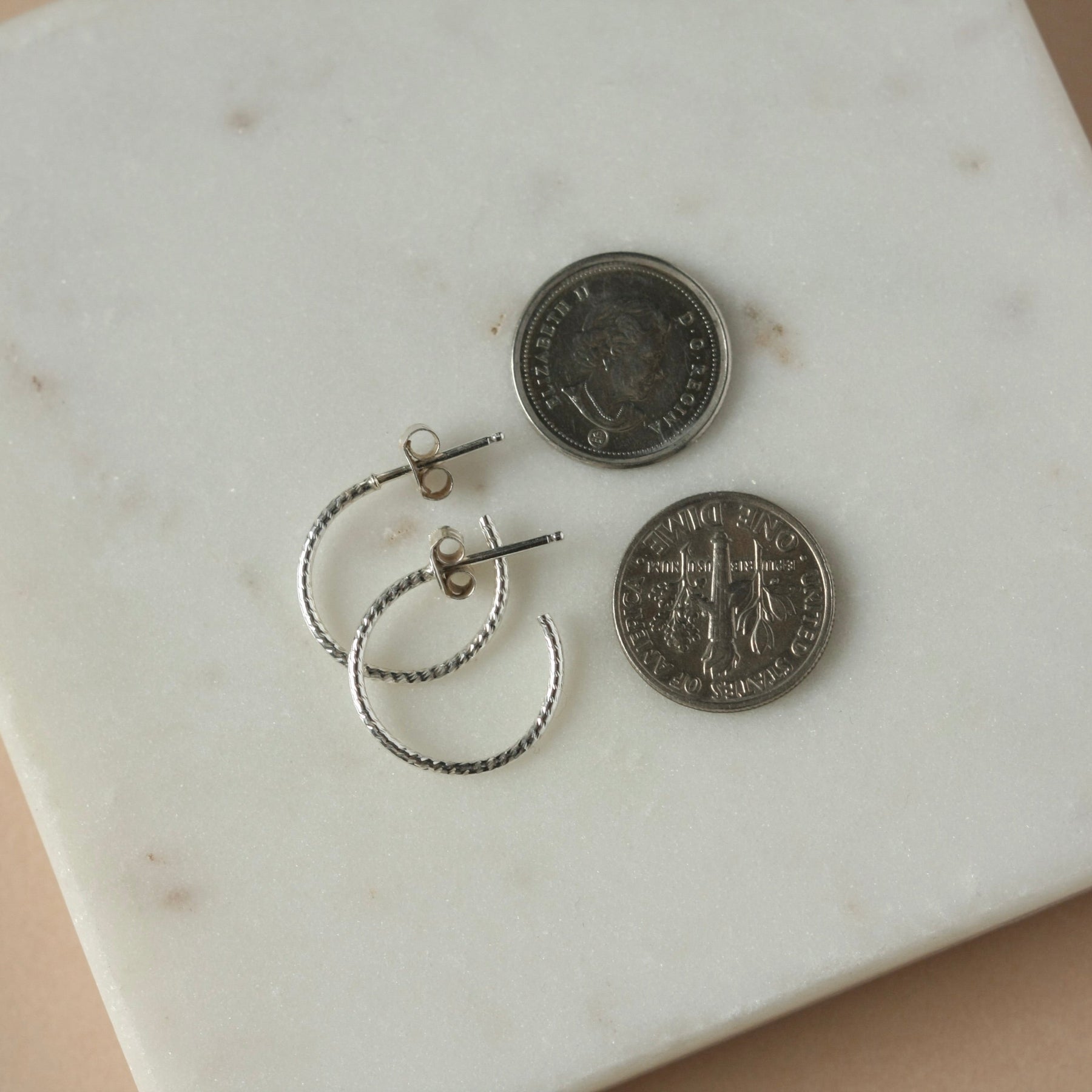 Dainty Thin Diamond Cut Sterling Silver Hoops
