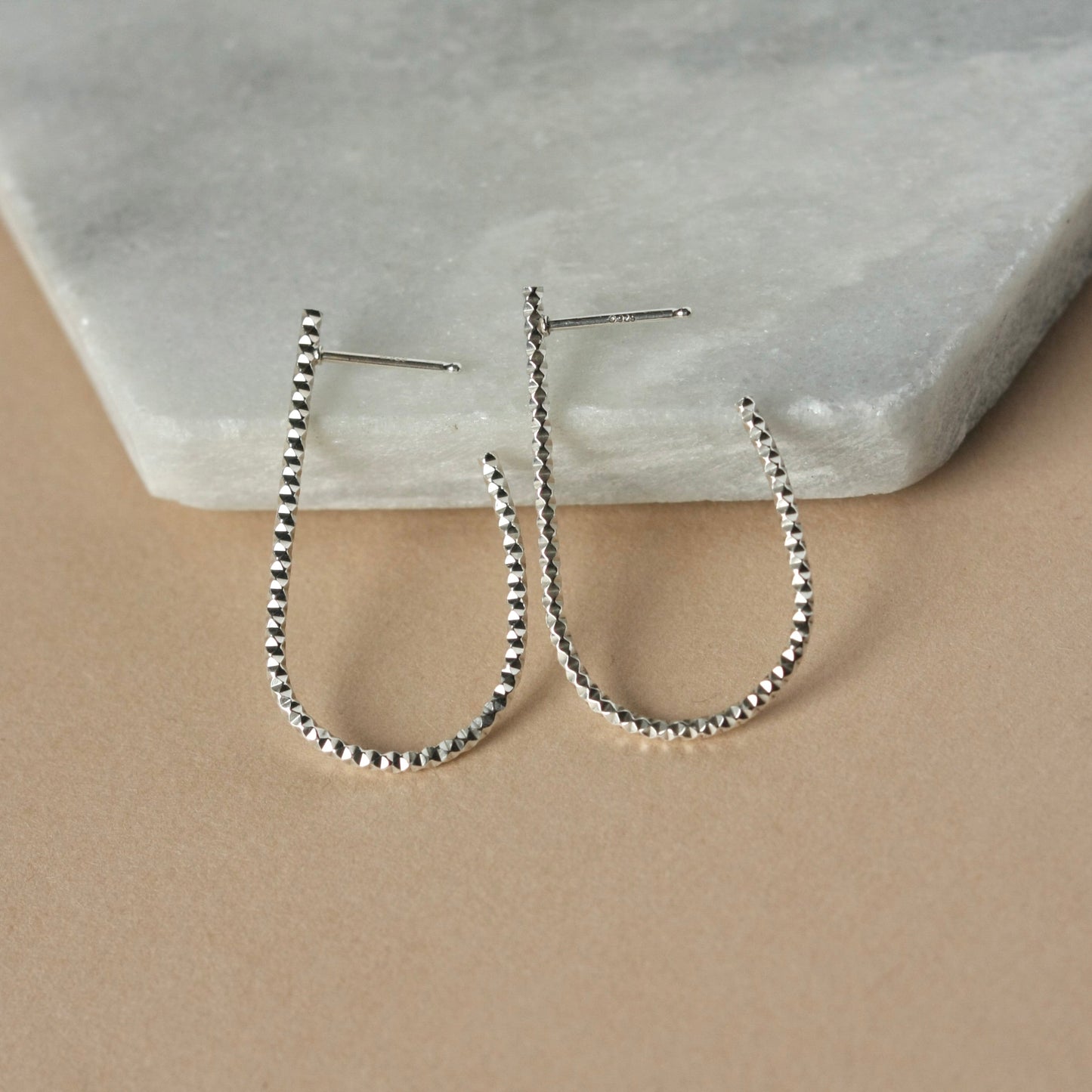 Long Sterling Silver Oval Hoops