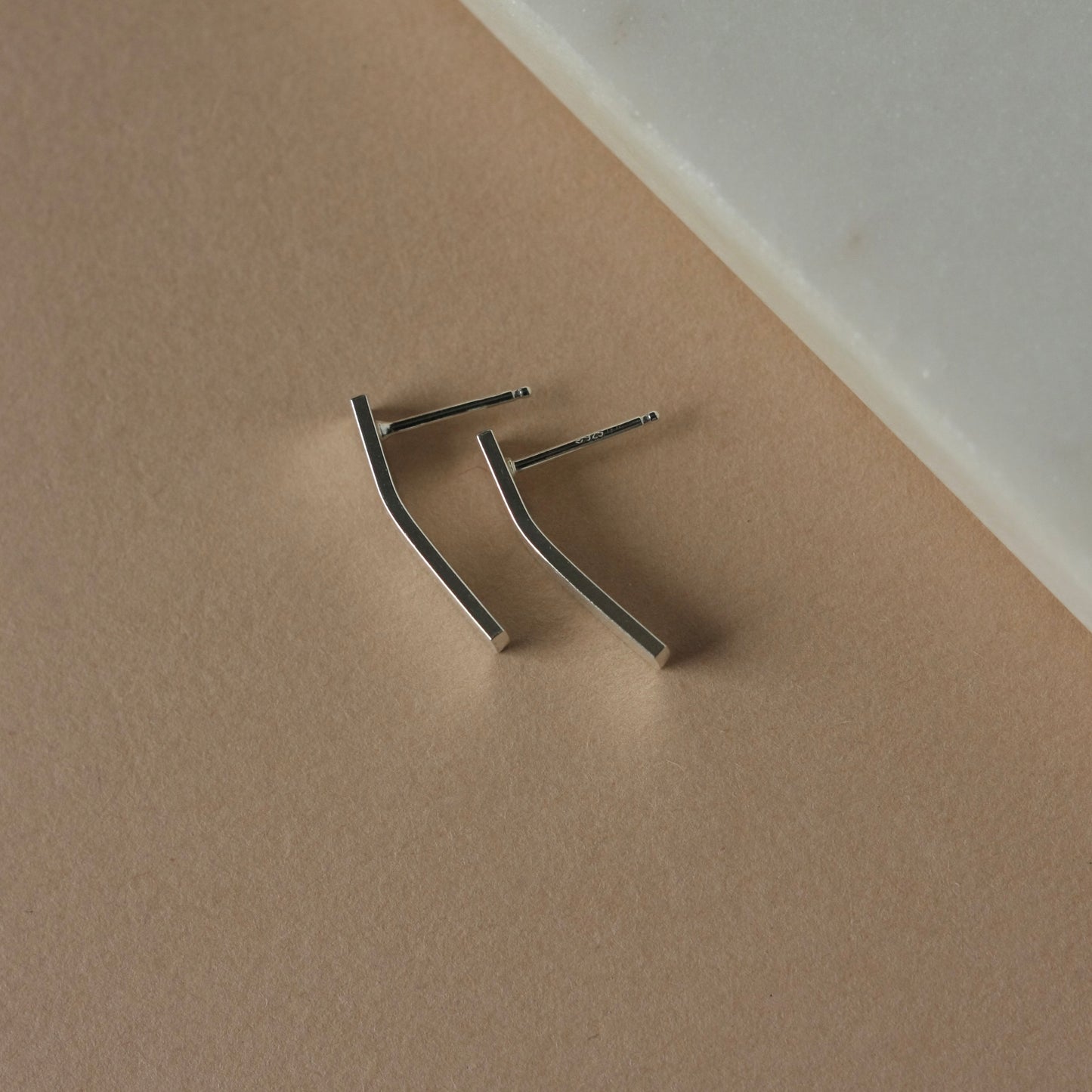 Sterling Silver Curved Bar Studs