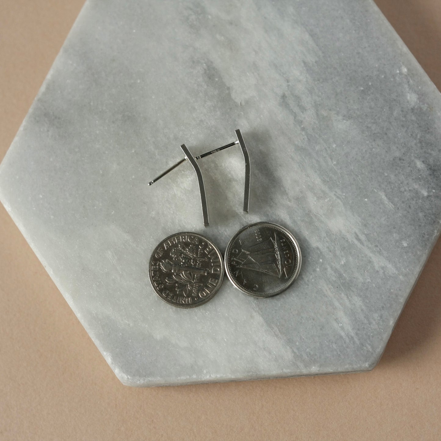 Sterling Silver Curved Bar Studs