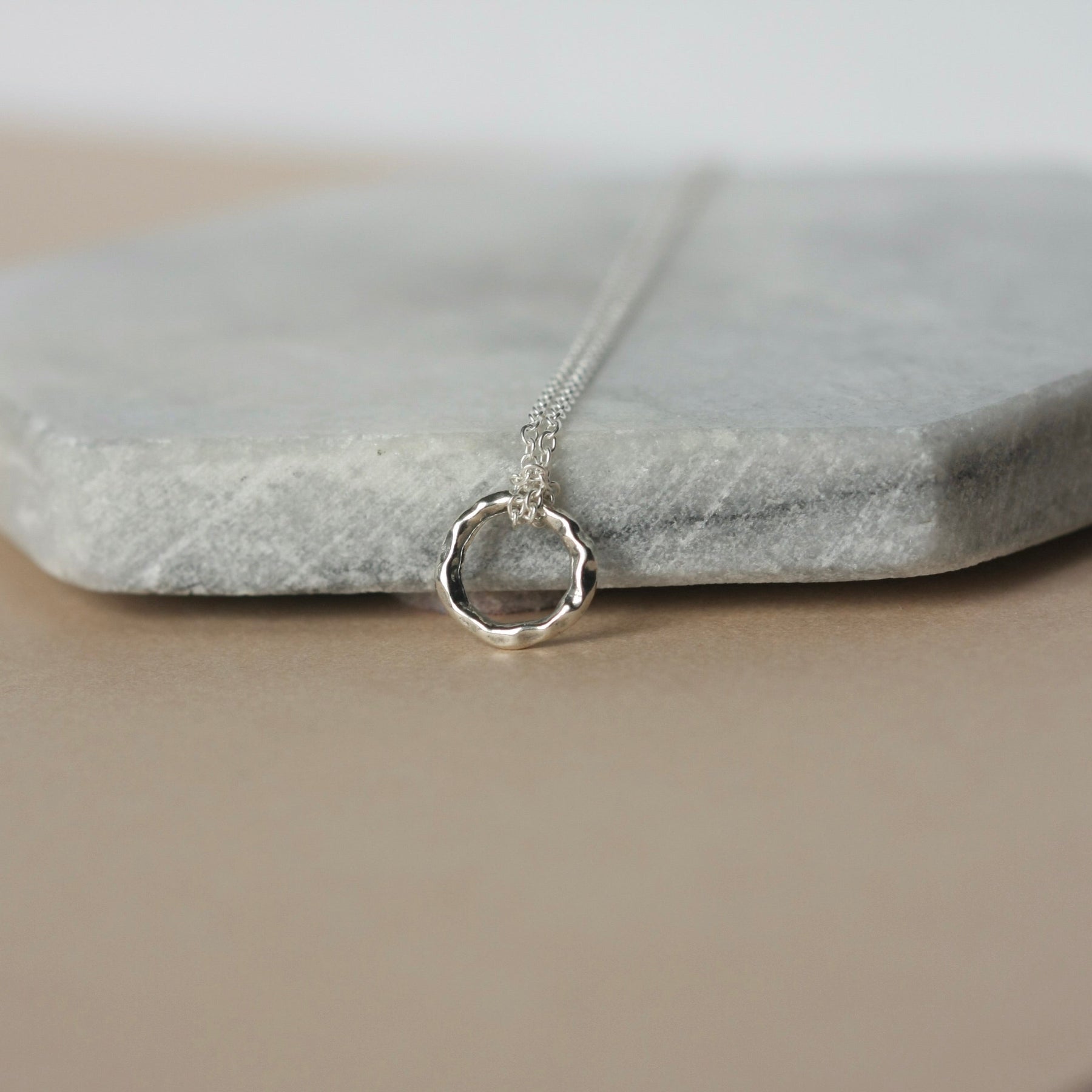 Rustic Sterling Silver Circle Necklace